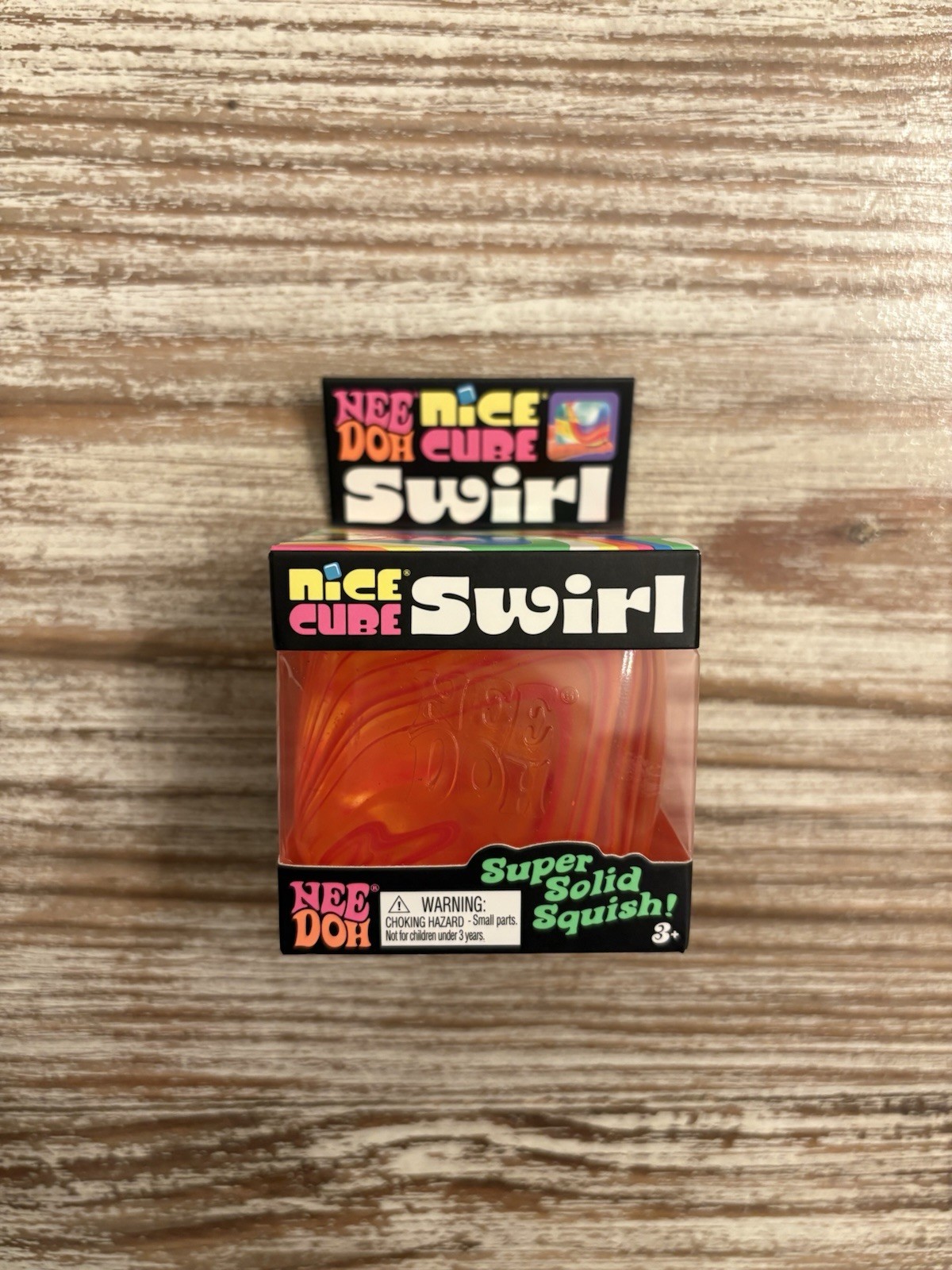 Needoh Nice Cube Swirl Red Pink Orange Squishy Stress Toy Unopened Authentic