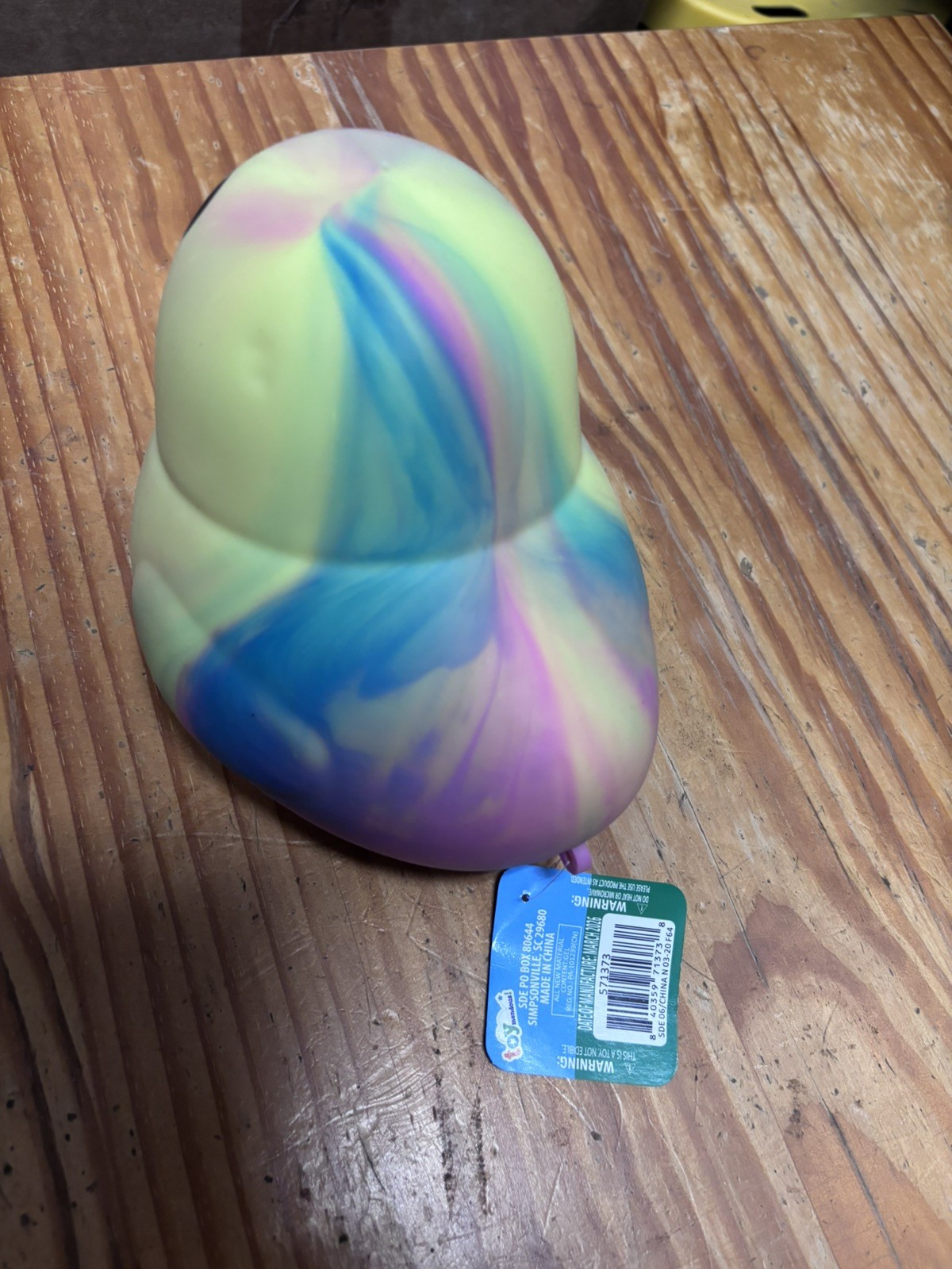 Squeezy Tie Dye Rubber Duck Squishy Sensory Fidget Toy Multicolor Yellow NWT