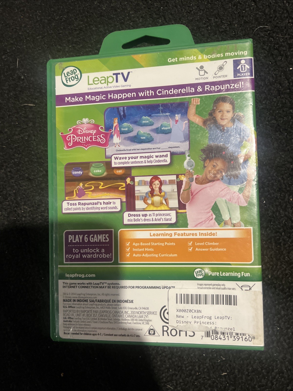 Leap Frog Leap TV Disney Princess Educational Video Game Reading Pre-K 4-7 Years