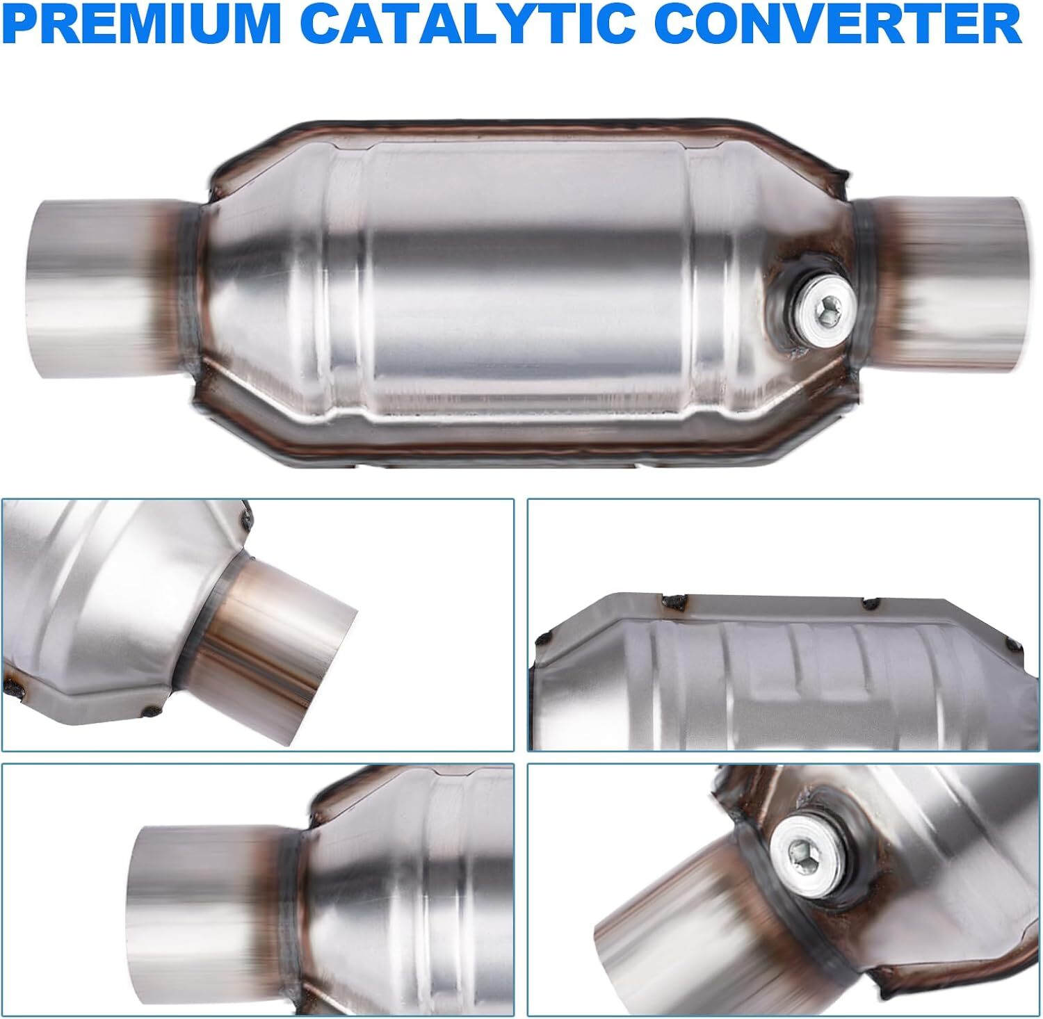 2.5″ Universal Catalytic Converter, 2.5 Inch Inlet/Outle Cat Converter with O2