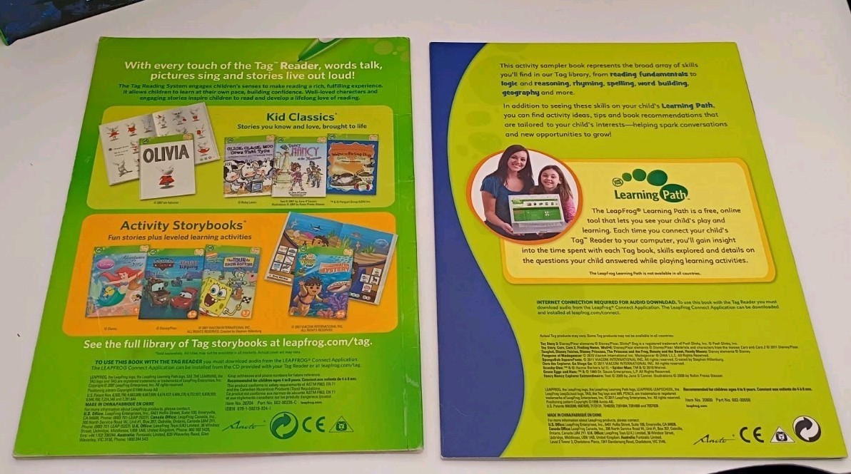 Leapfrog Tag 5pc.book lot-Starwars, Finding Nemo, Ozzie & Mack,Play Tag,Puzzles