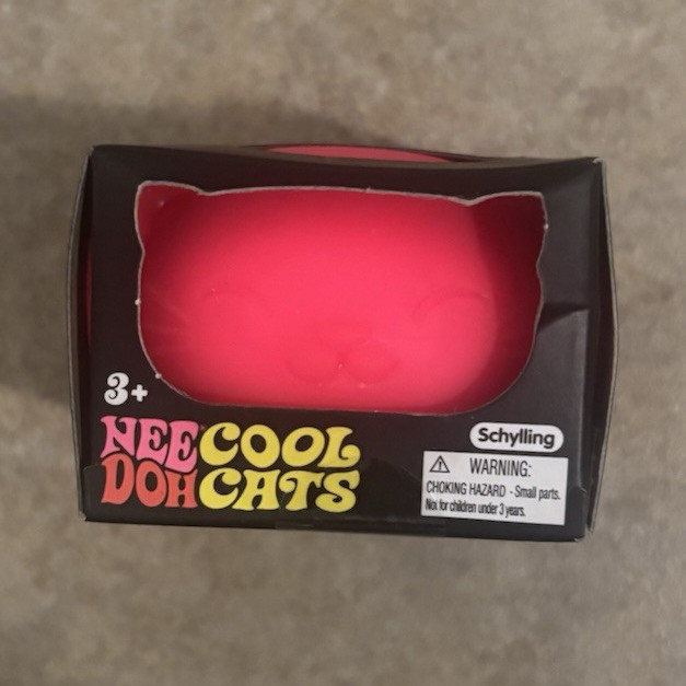 Schylling NeeDoh Cool Cats Tactile Squeeze Toy, Pink, Ages 3-4, 4-7, 8-11