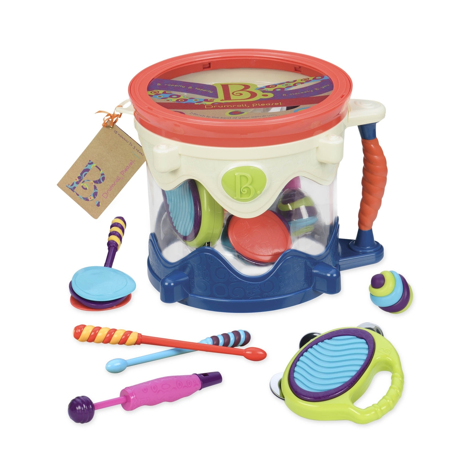 B. toys – Drumroll Please – 7 Musical Instruments Toy Drum Kit for Kids 18 mo…