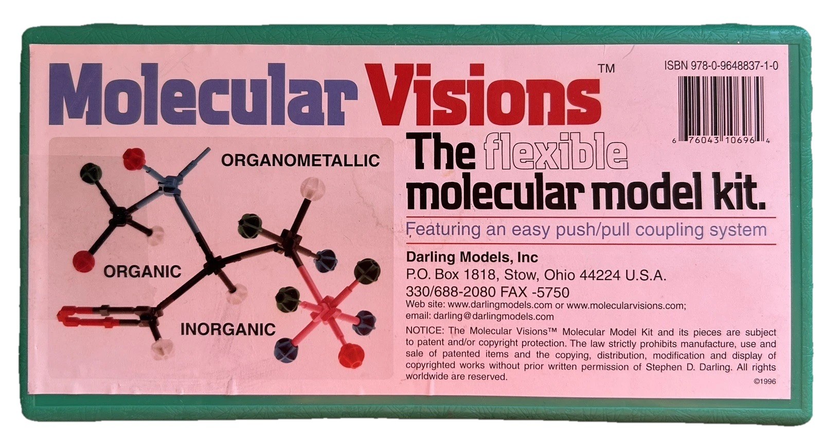Molecular Visions Flexible Molecular Model Kit Darling Models Complete W/ Manual