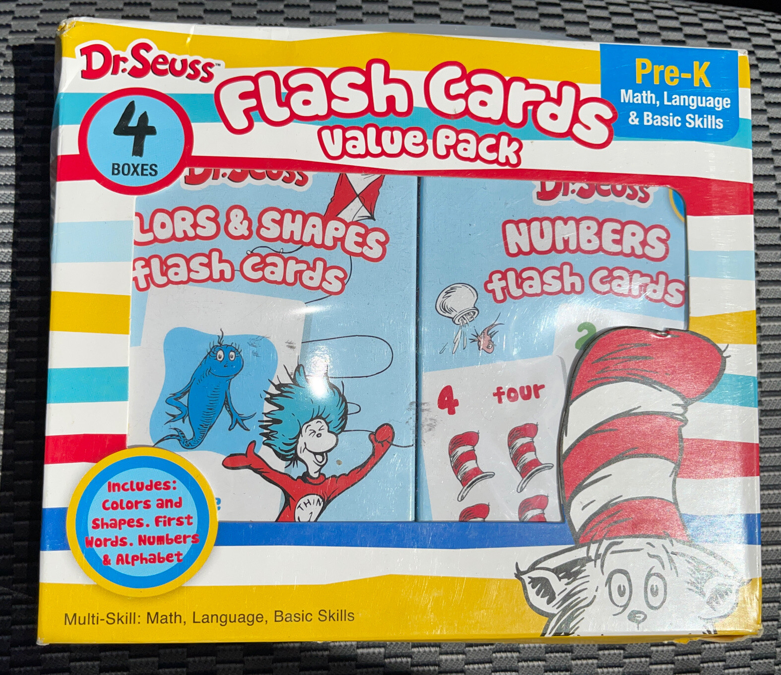 Dr. Seuss Flash Cards 4 Boxes Pre-K 1st Words Alphabet Colors Numbers Shapes