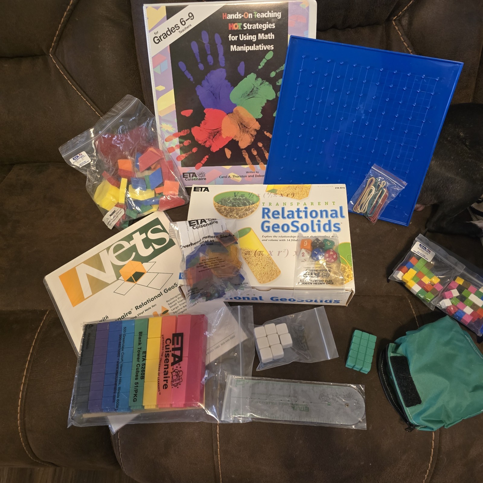 ETA Cuisenaire Math Geometry Cubes Shapes Kit Set w/ Bag / Homeschool Education