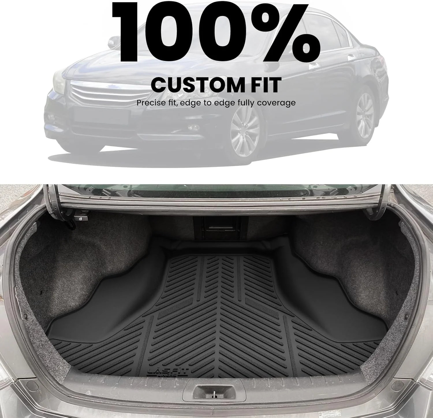 LASFIT Trunk Mat for Honda Accord 2012 2011 2010 2009 2008, All Weather TPE Cust