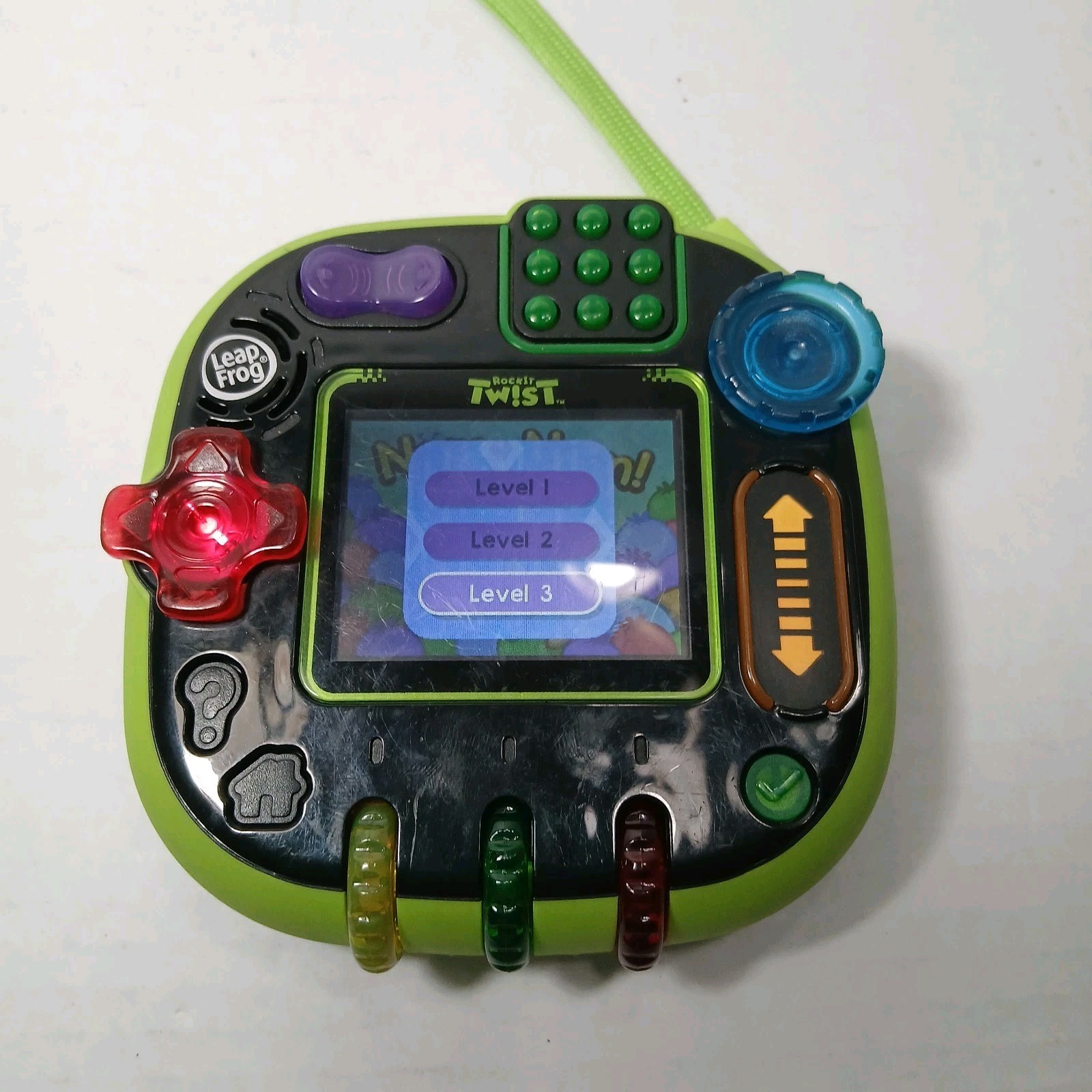 LeapFrog Rockit Twist Green Button Control Handheld Learning Game System WORKS