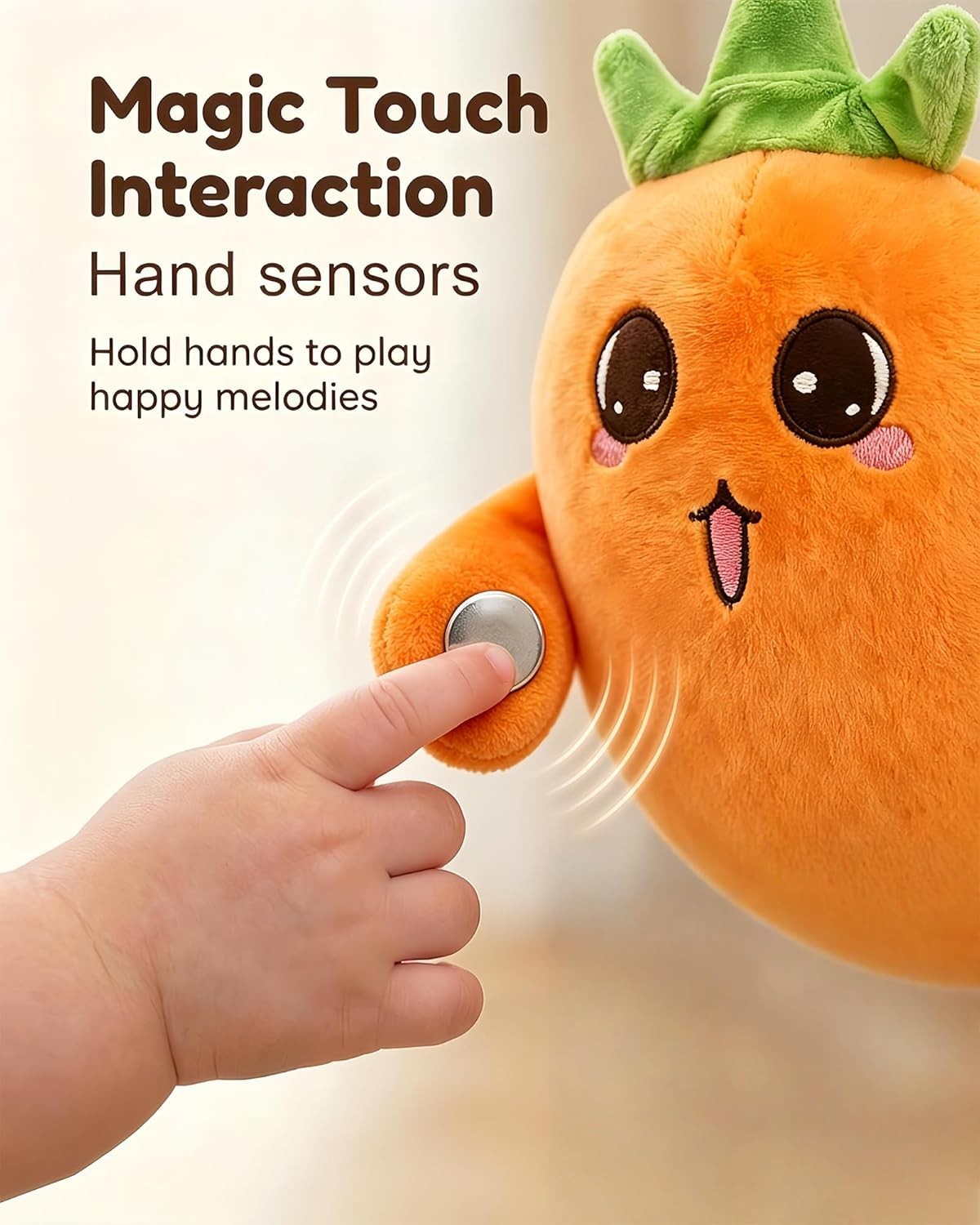 Magic Touch Interactive Music Plush Toy,Soft Baby Musical Sensory Toy with Sound