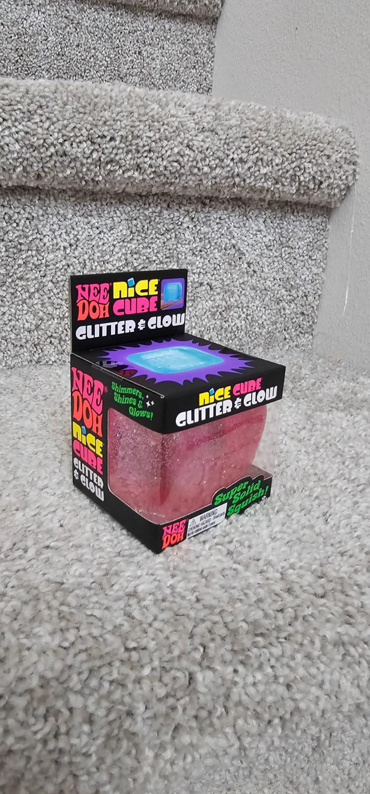 NeeDoh Nice Cube Glitter and Glow 2.25″ cube – PINK – NEW – 100% Authentic
