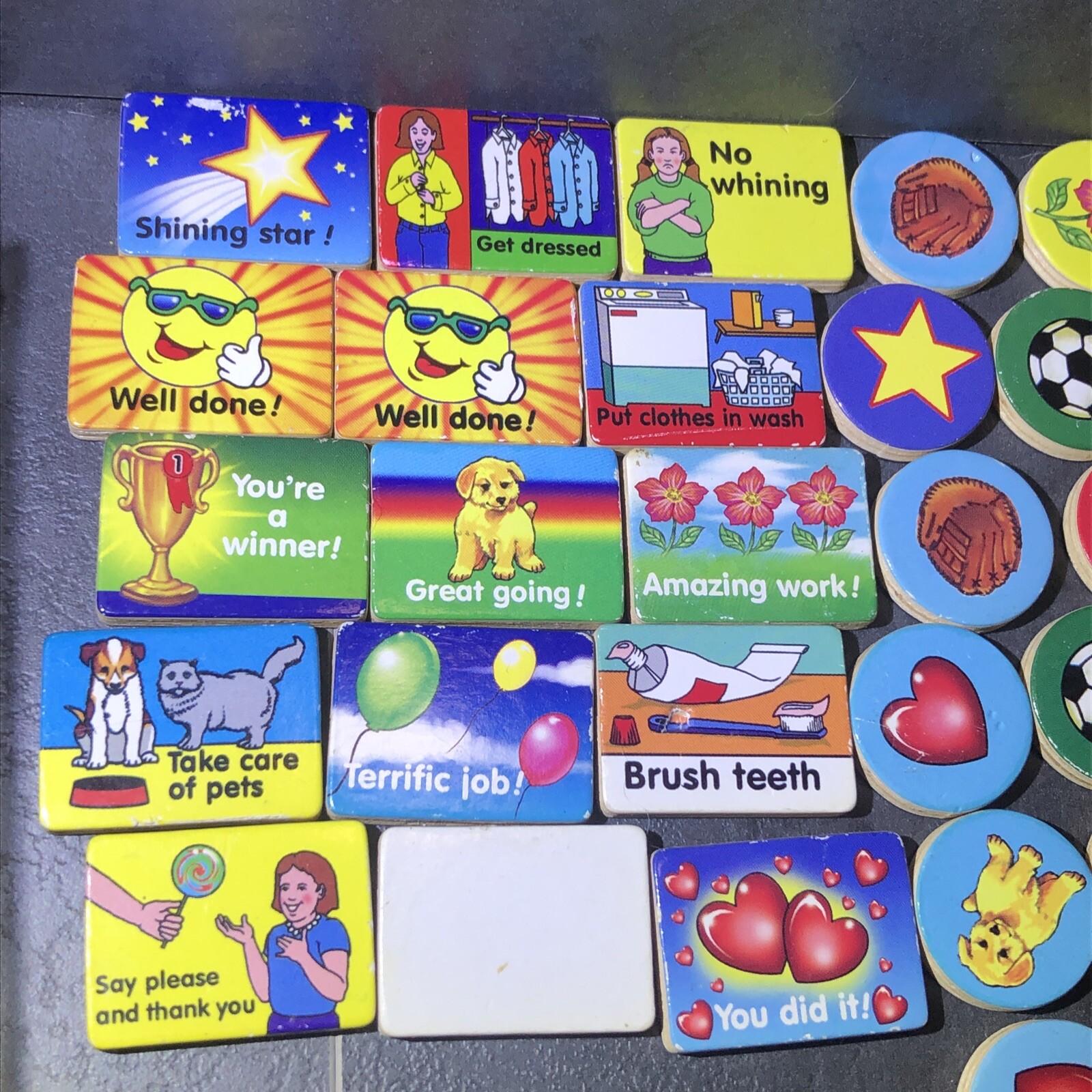 Wooden Magnetic Melissa & Doug Calendar Visual Clue Replacements tiles chores