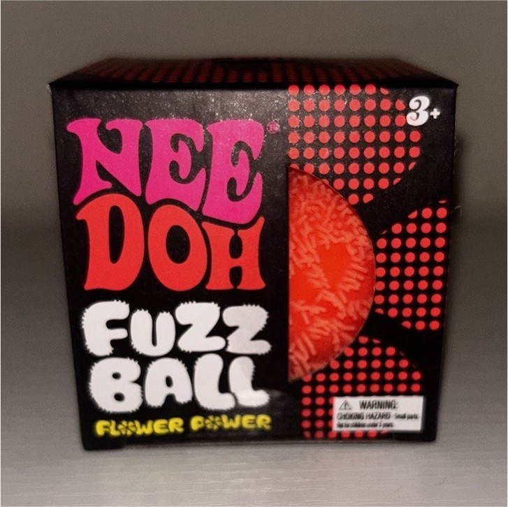 ORANGE Schylling NeeDoh Fuzz Ball Flower Power Velvet Squeeze Toy 3+ AUTHENTIC
