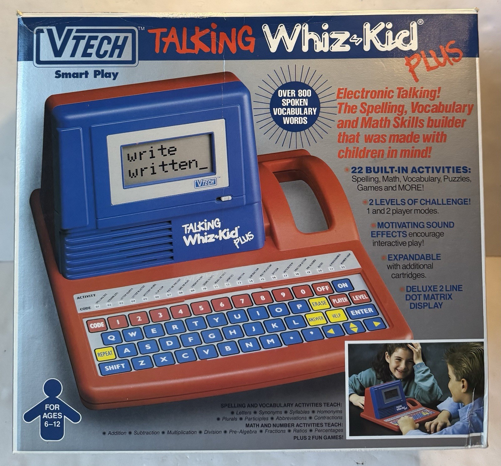 Vintage 1990 Vtech Talking Whiz Kid Plus Learning Toy W/ Box & Manuals Works