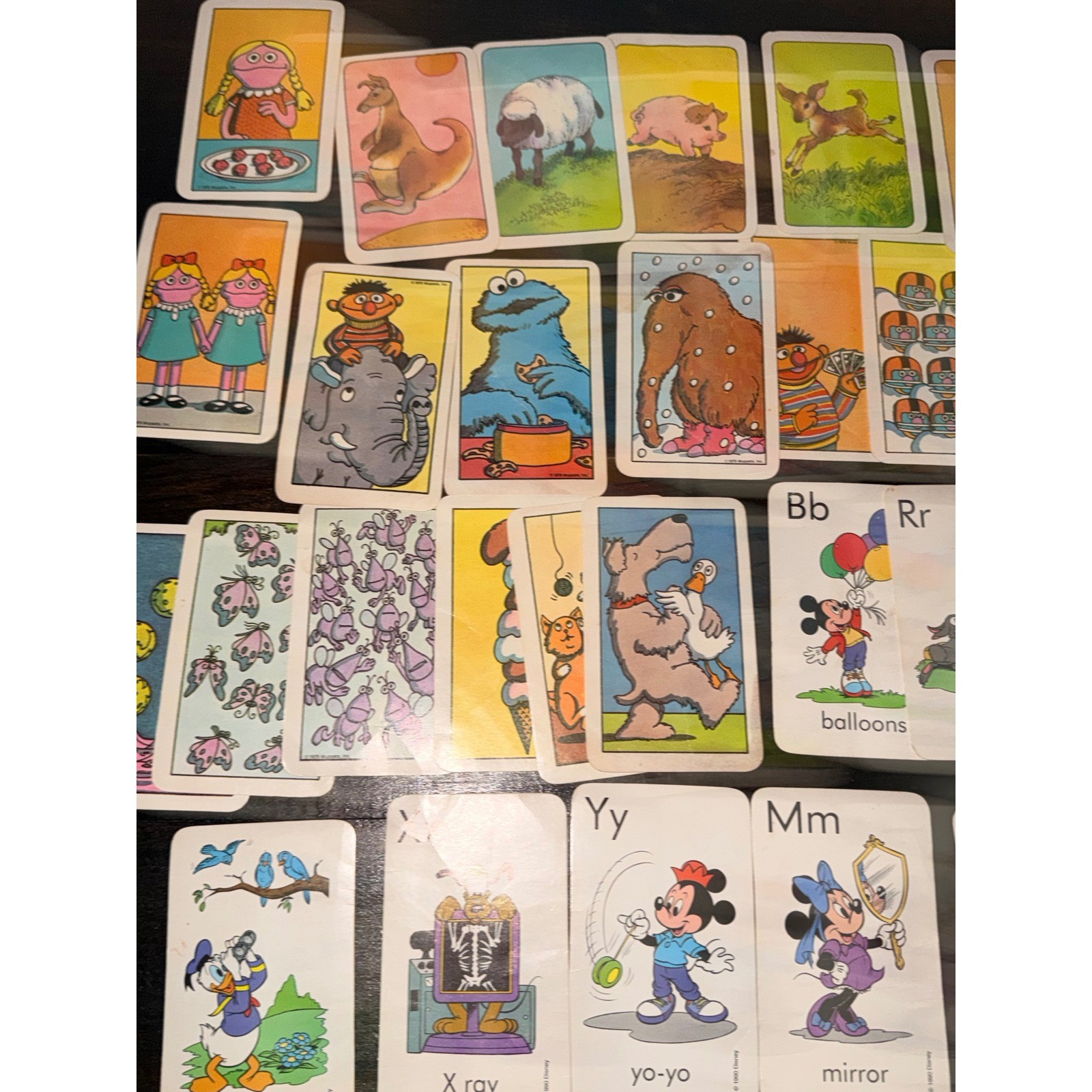 Vintage Disney Mickey Mouse & Sesame Street Muppets Flash Cards Lot 1970s 1990
