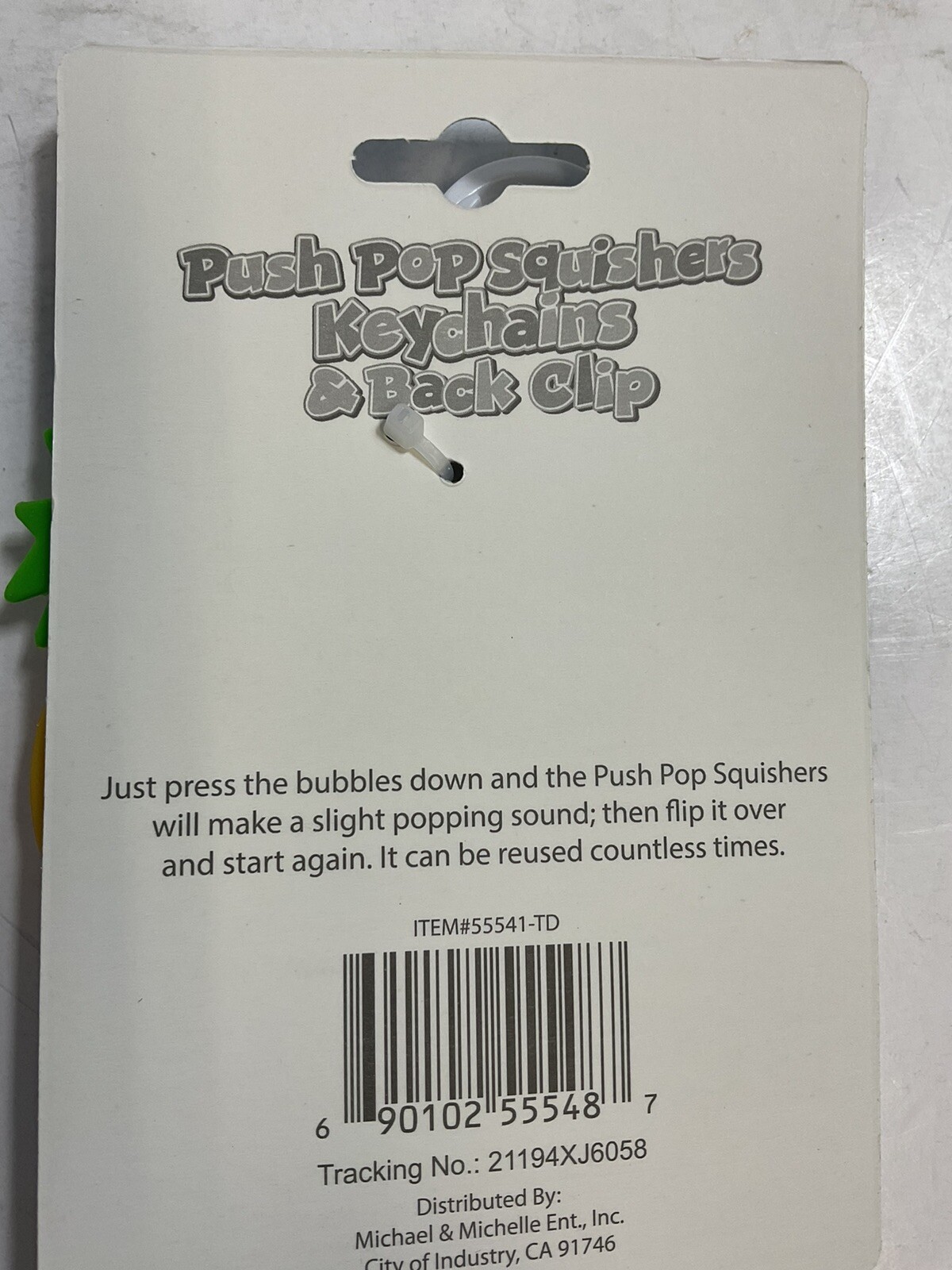Push Pop Squishers Keychain & Back Clip Multicolor Pineapple Fidget Sensory Toy