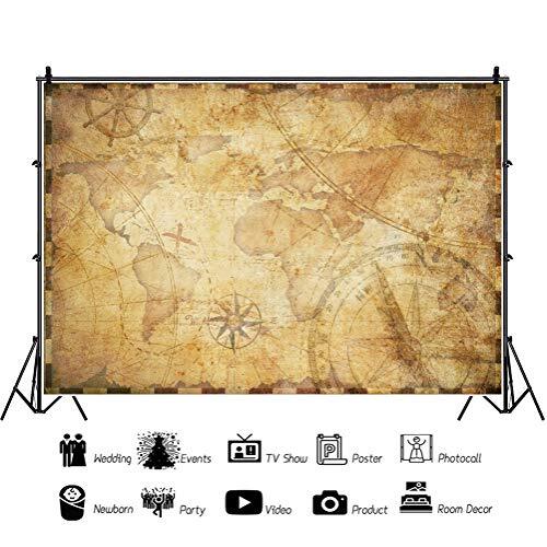 Vintage Old Travel World Map Backdrop Parchment Map Pirate 6x4ft NBK34468