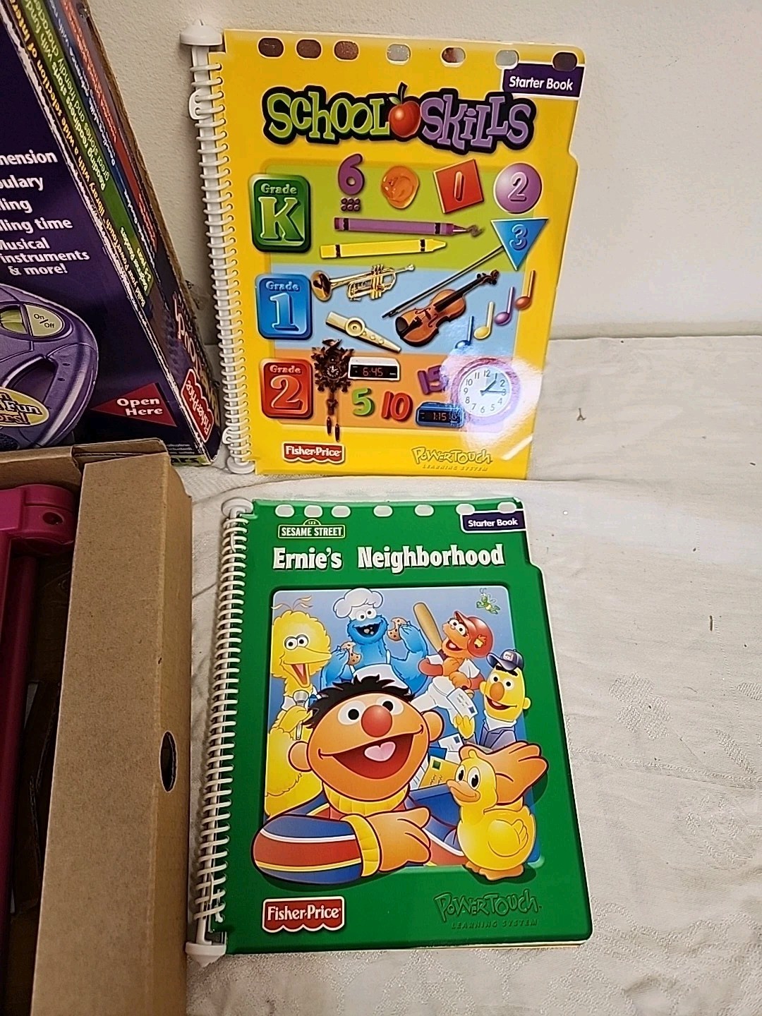 FISHER-PRICE Pink Purple POWER TOUCH Learning System W/2 Books SESAME STREET