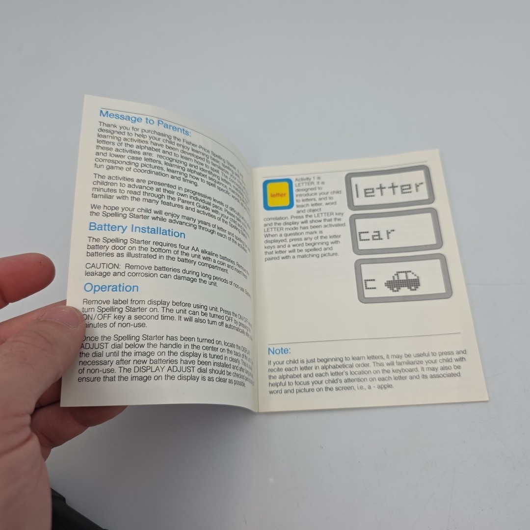 Fisher Price Electronic Spelling Starter Instructions Only Vintage 1987