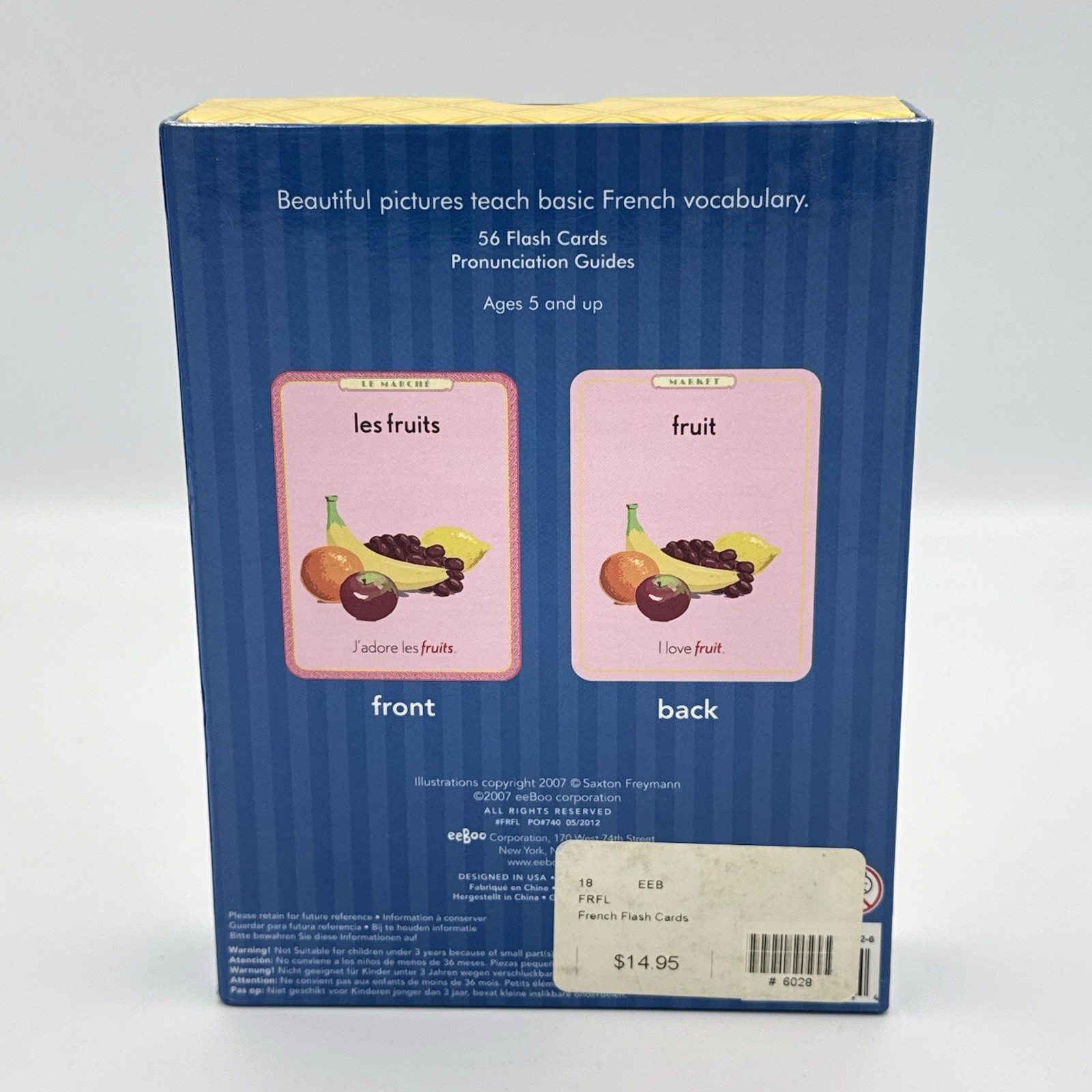 eeBoo French Words Flash Cards 56 Cards Pronunciation Guide Ages 5+ COMPLETE