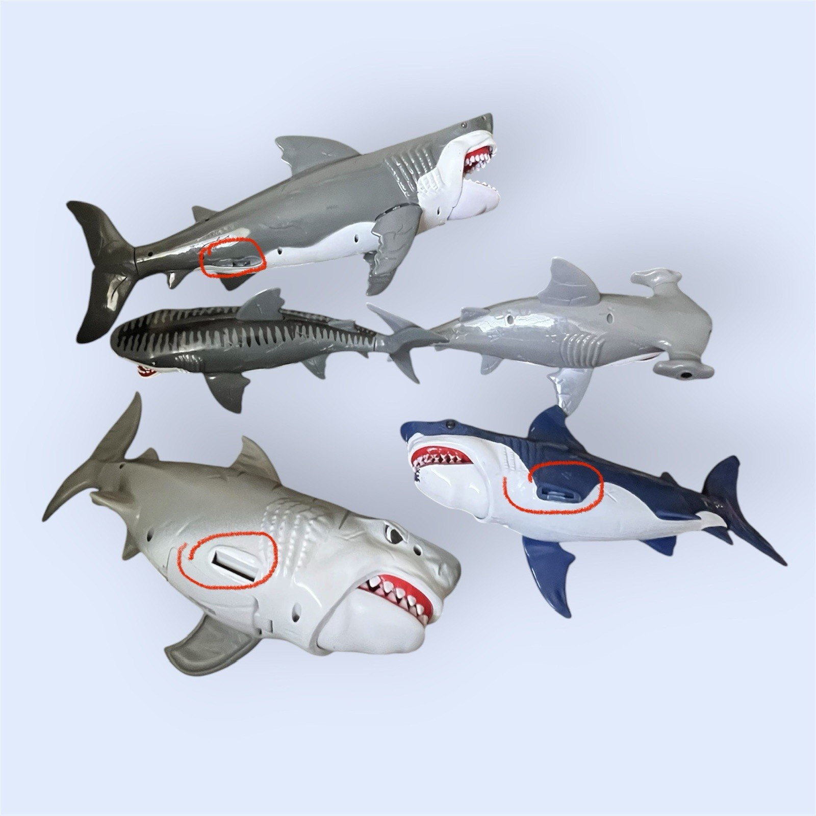 Toy Shark Lot – Gray & Blue HardPlastic Sharks