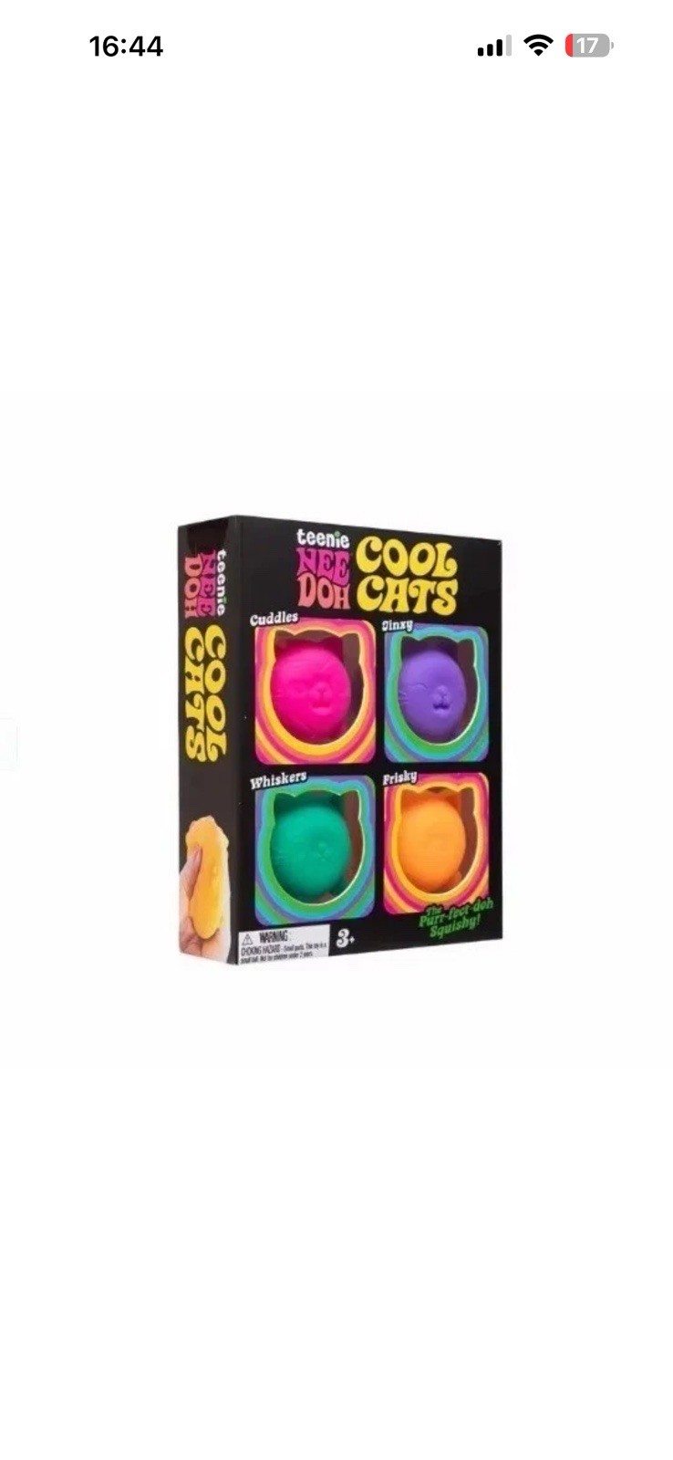 Teenie NeeDoh Cool Cats 4 Pack, Four Schylling Nee Doh Mini Cats 100% AUTHENTIC