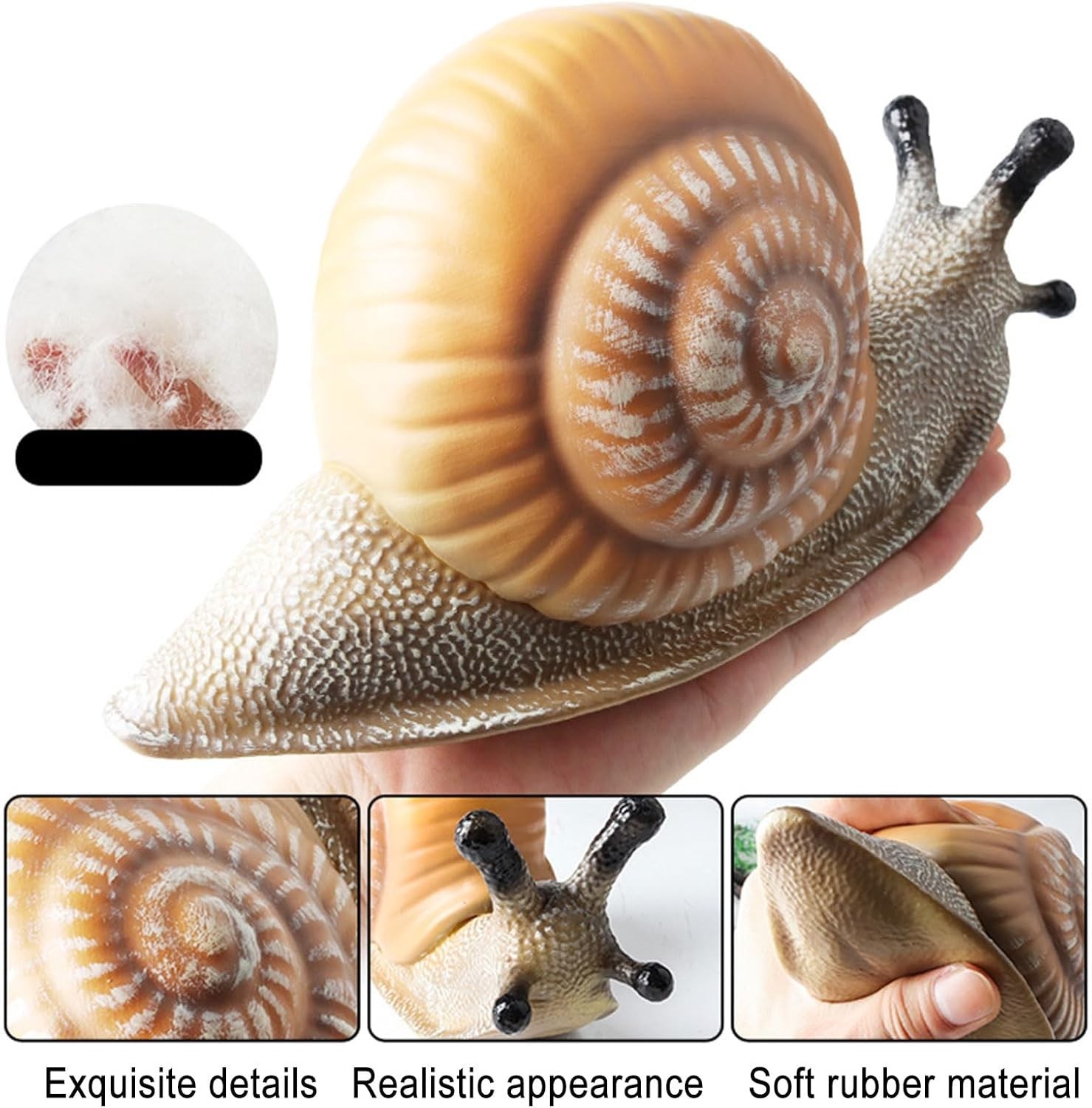 Soft Rubber Snail Figurine Toy Large Reptile Model Snail Stuffed Animal Figures