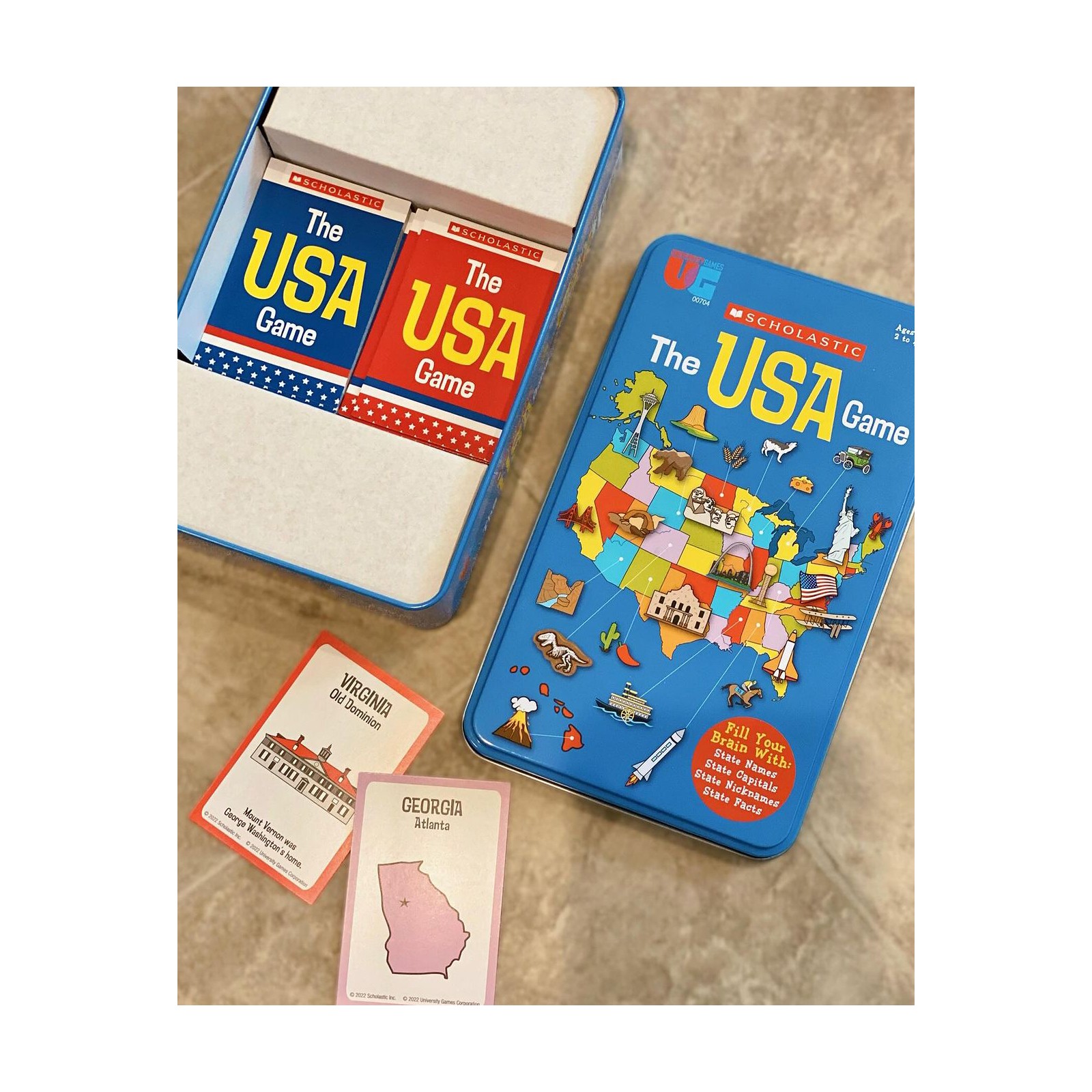New – University Games Scholastic – The USA Game in a Tin – Ages 6+