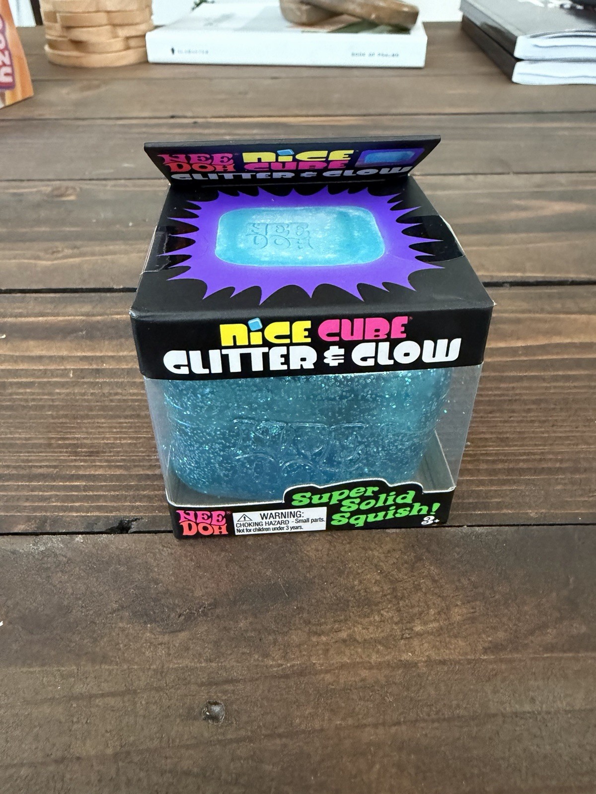 NeeDoh Nice Cube Glitter and Glow Nee Doh Squishy BLUE NEW