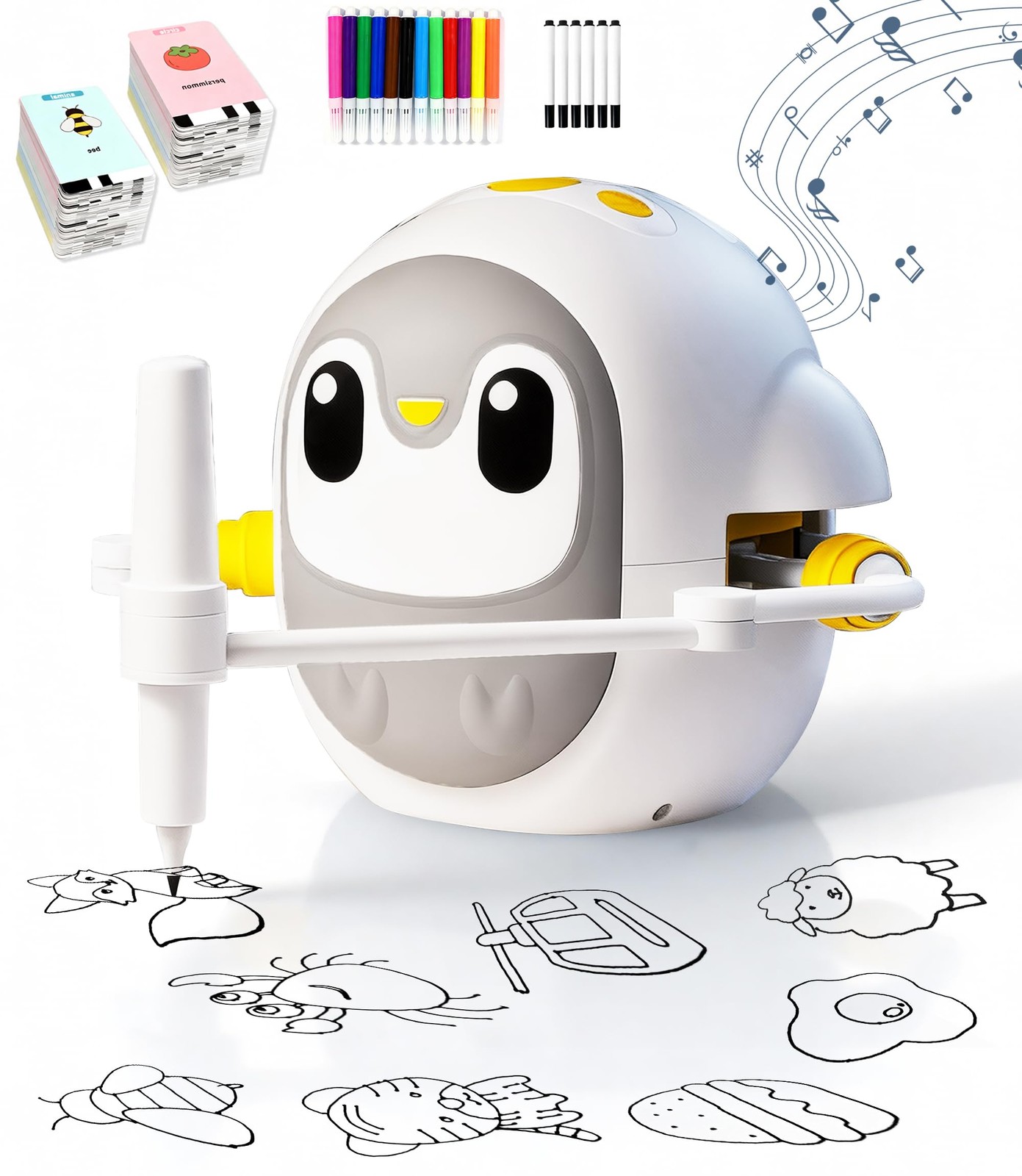 GMYGBY Drawing Robot for Kids, 7.17 x 6.1 x 0.1 inches, White, Black, Orange
