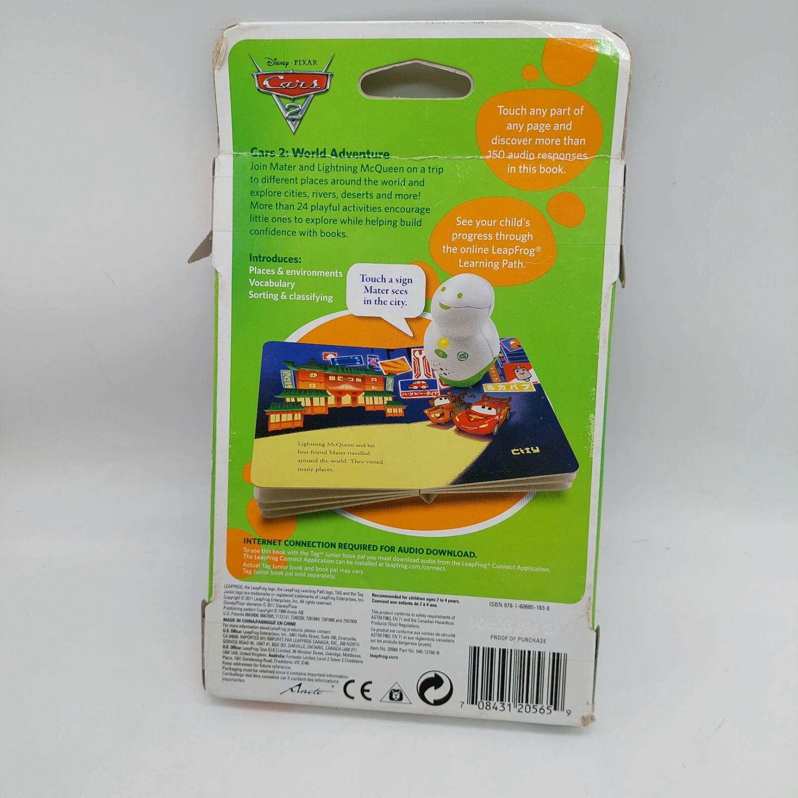 LeapFrog Tag Junior Book: Disney Pixar Cars 2 World Adventure Brand New