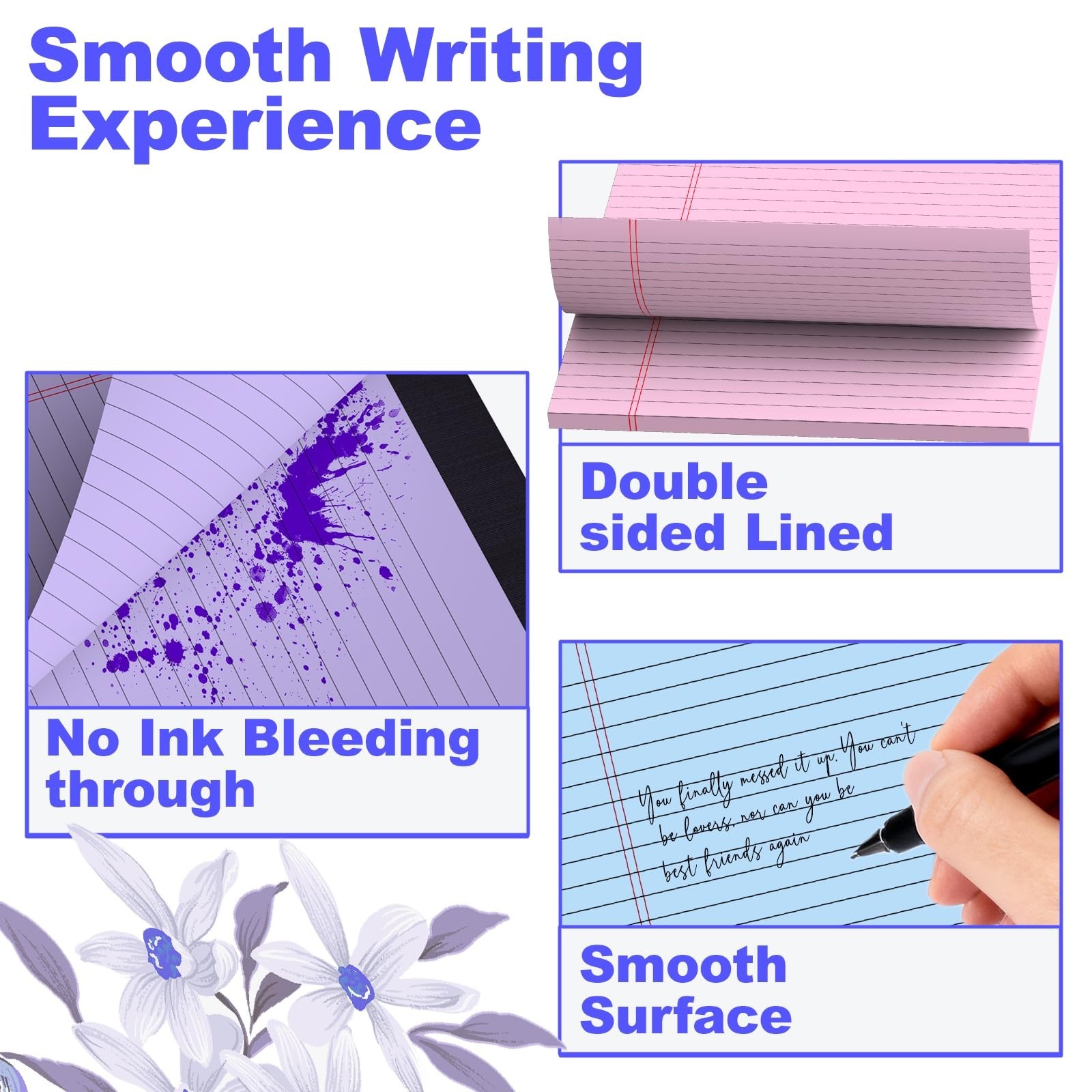 3 Pack Colored Legal Pads 8.5 x 11 Inch, Wide Ruled Notepads Lined Memo Note …