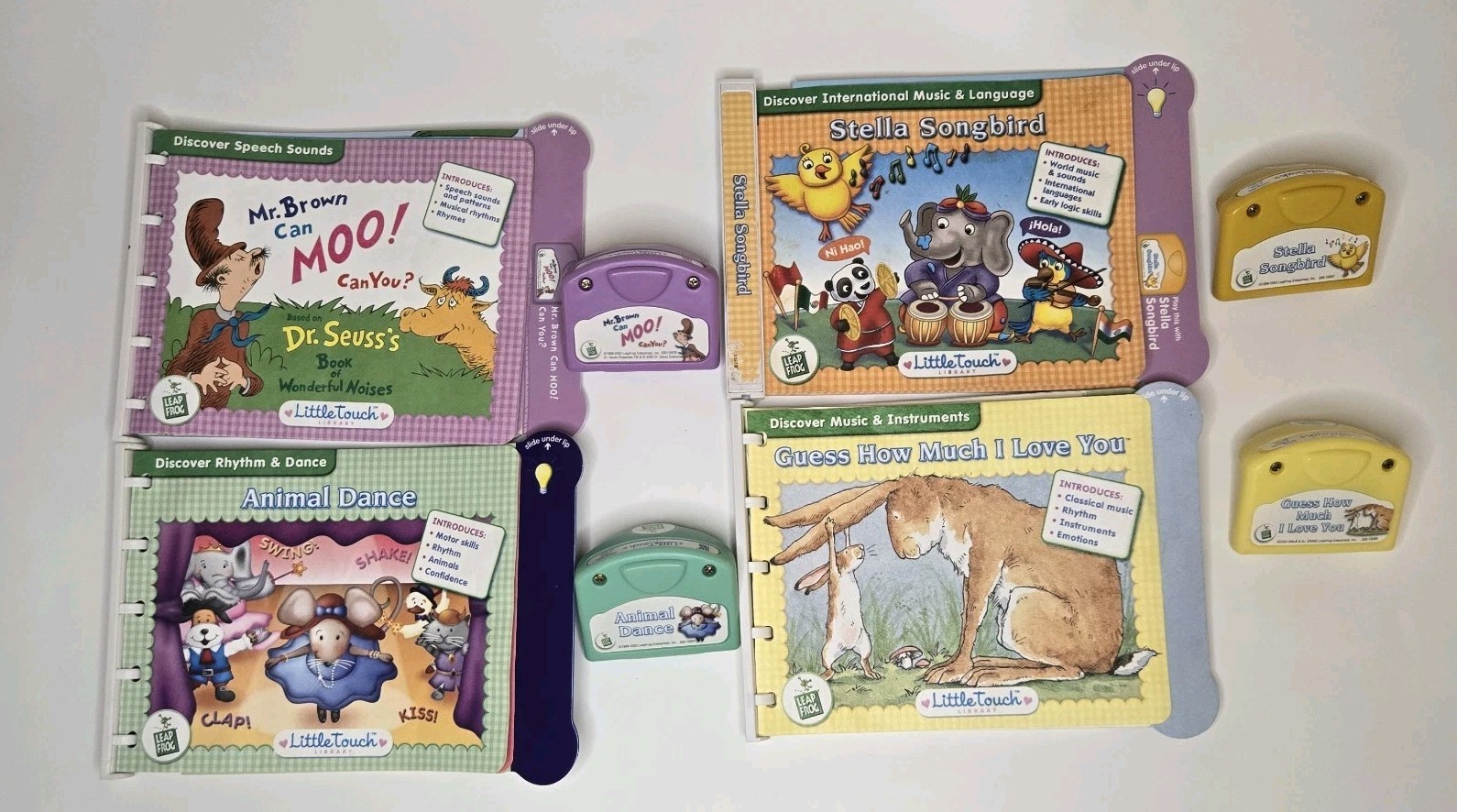 4 Little Touch Leap Frog Books, Cartridges & activity cards Dr Suess Animals