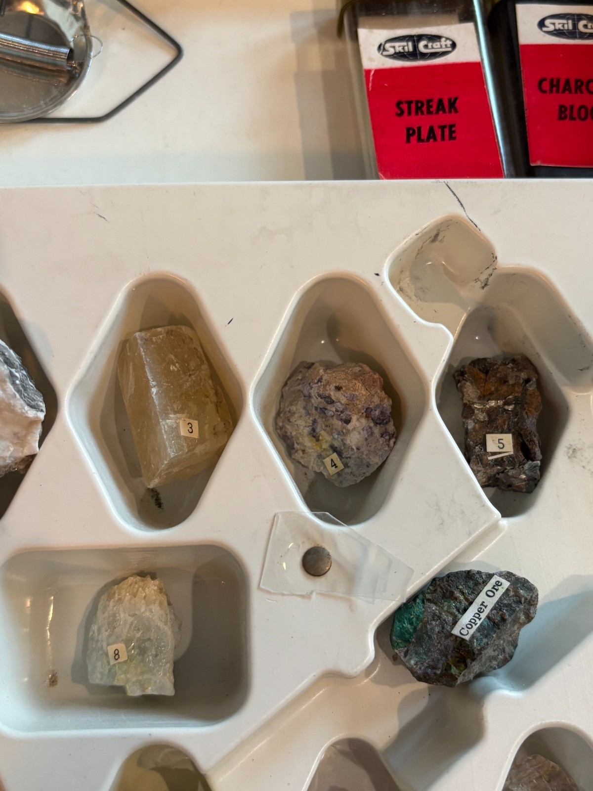 Vintage 60s Skilcraft Geology Lab Student Science Kit Rock Mineral Samples Box