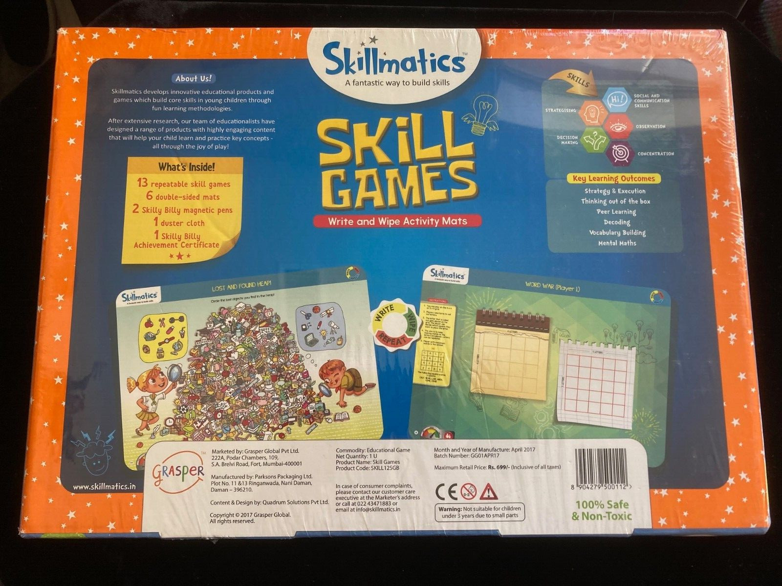 Skillmatics Educational Game : Write and Wipe Activity Mats NEW