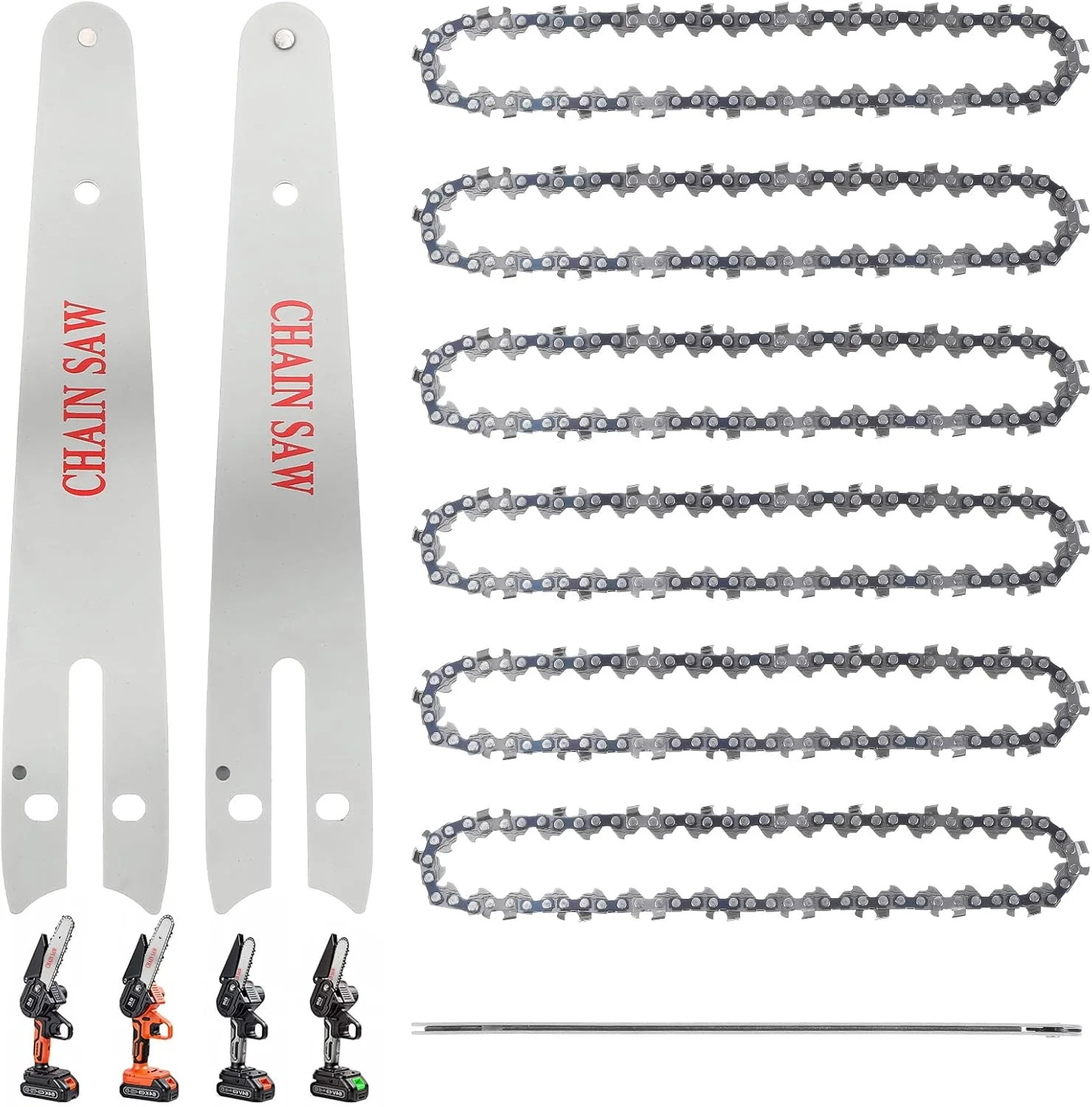 6 Pieces 6 Inch Mini Chainsaw Chain With 2 Pcs Replacement Saw Chain Bar Replace