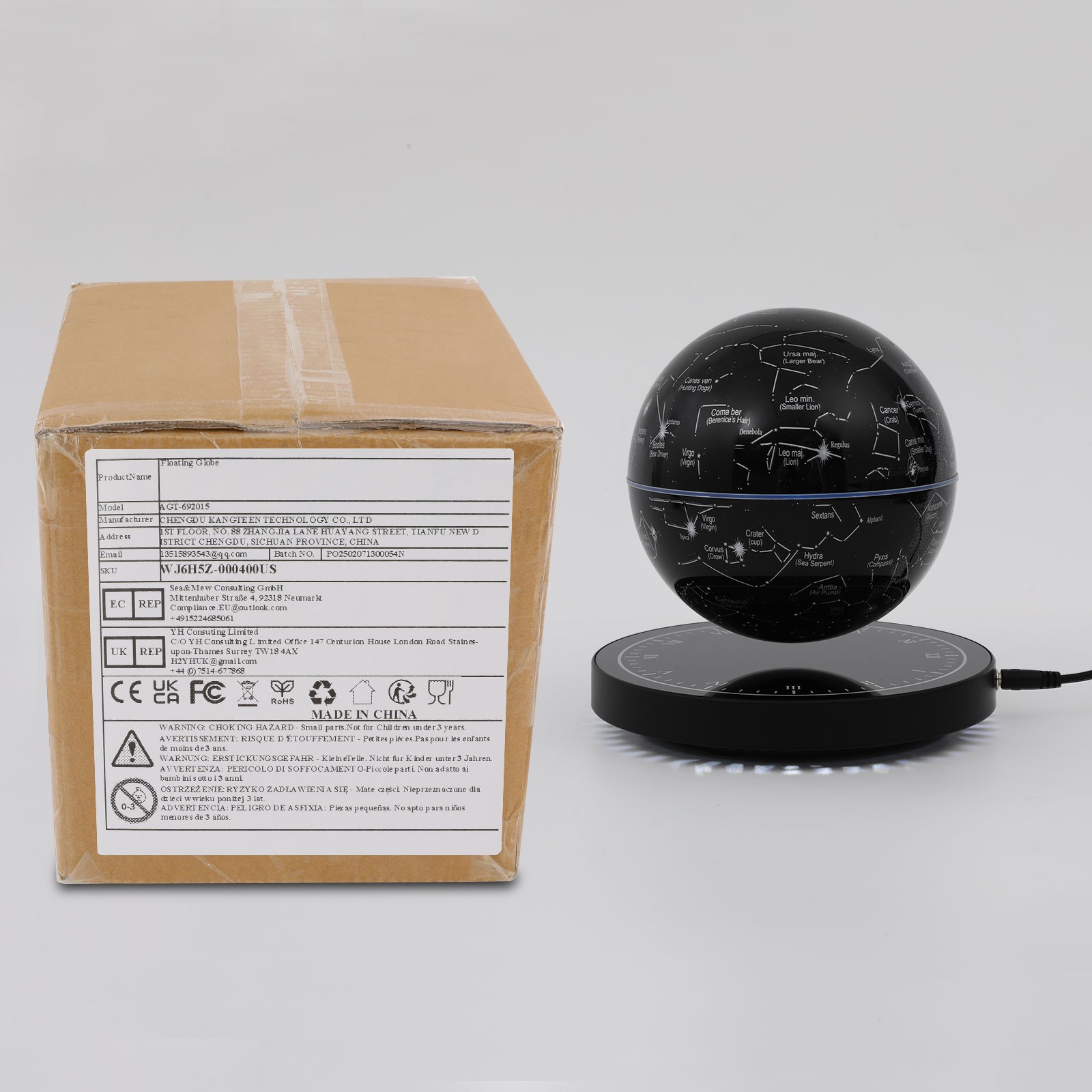 Magnetic Levitating Globe with LED Floating Globe Auto-Rotating Globe with Base