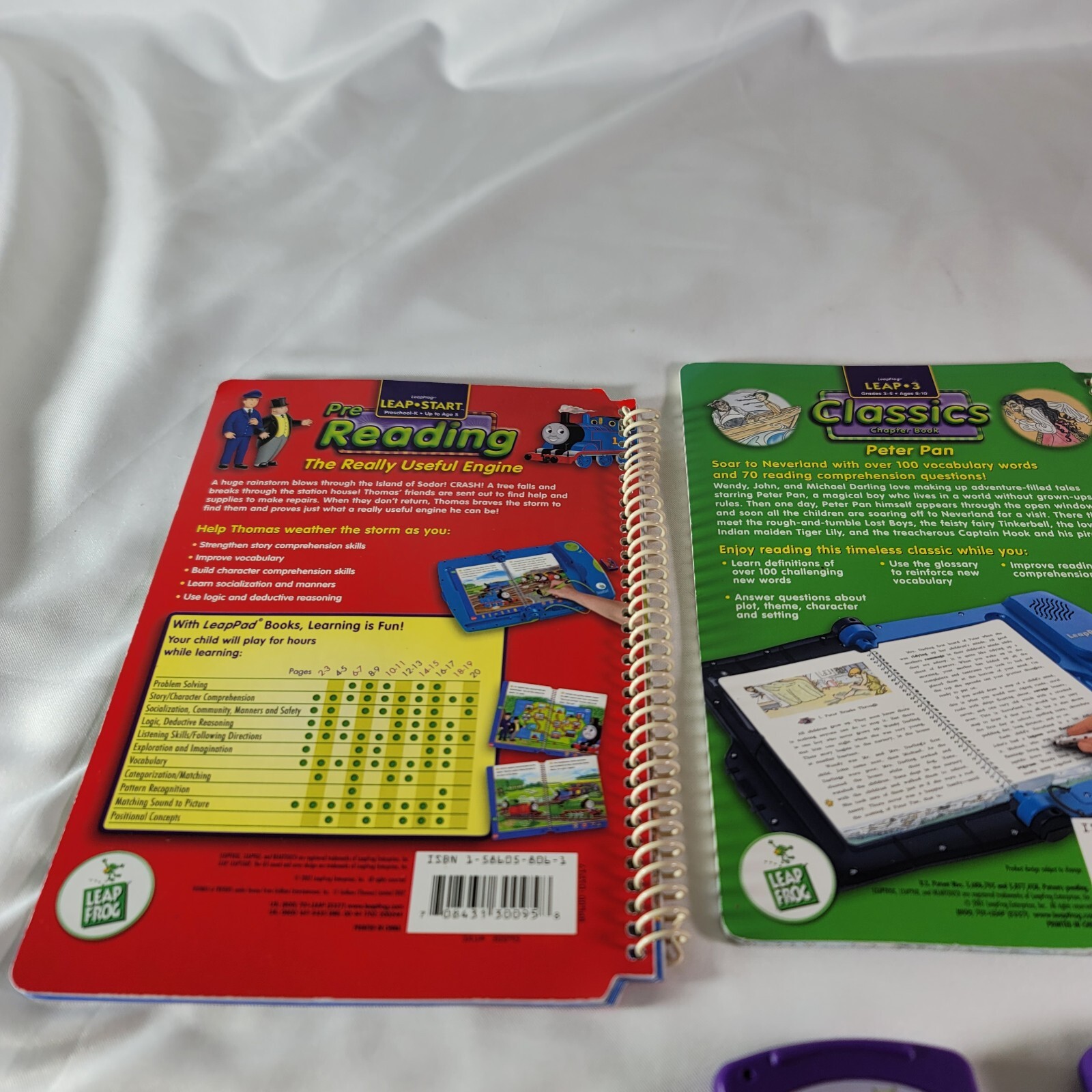 Lot Of LeapPad Books (3) And Two Cartridges (Shrek / Peter Pan)