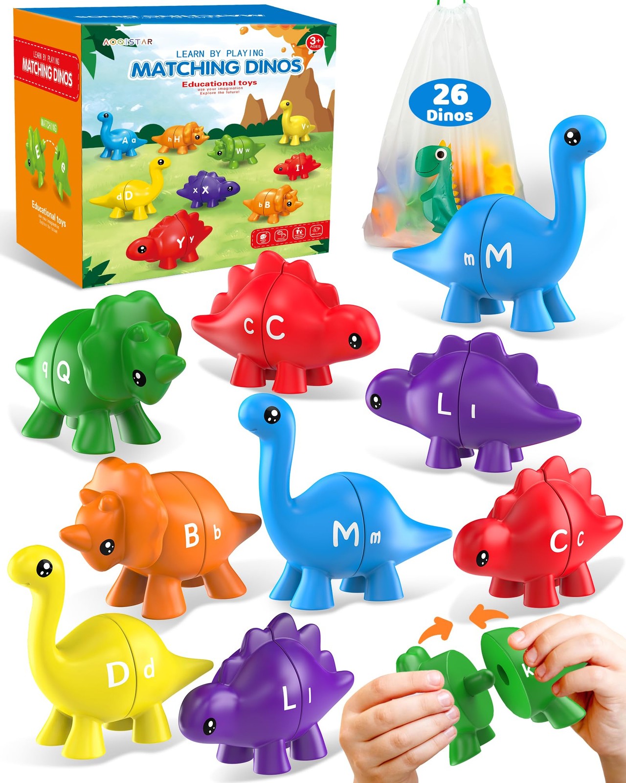 Walenty 26PCS Dinosaur Alphabet Learning Toys Small, Bright, Vibrant Colors