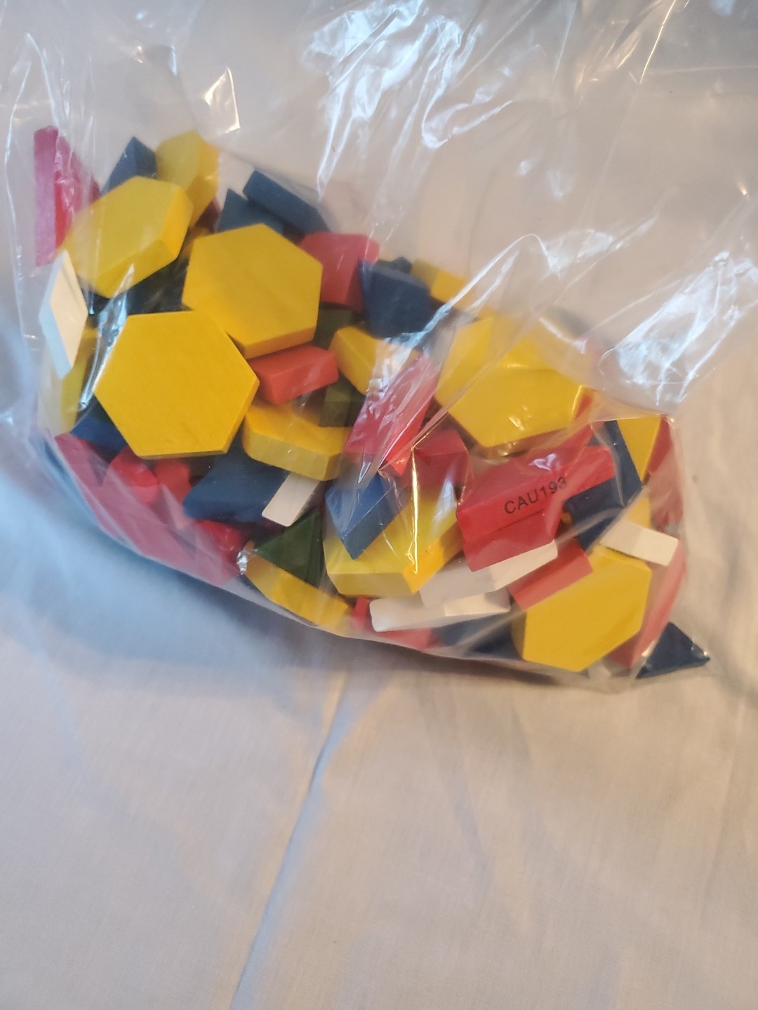 Geometric Pattern Blocks Lot Multi Color Shapes Wood Wooden for math