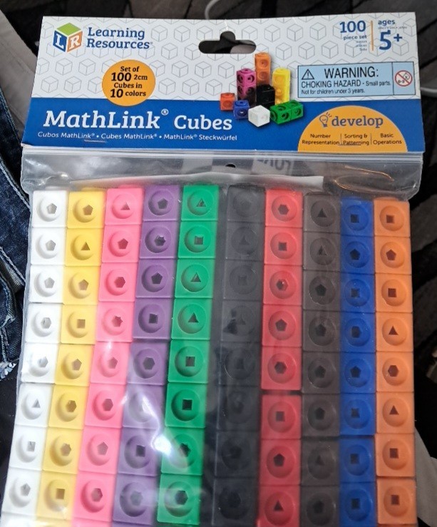 Learning Resources MathLink Cubes Early Math Activity Set. Colors 100 Pieces New