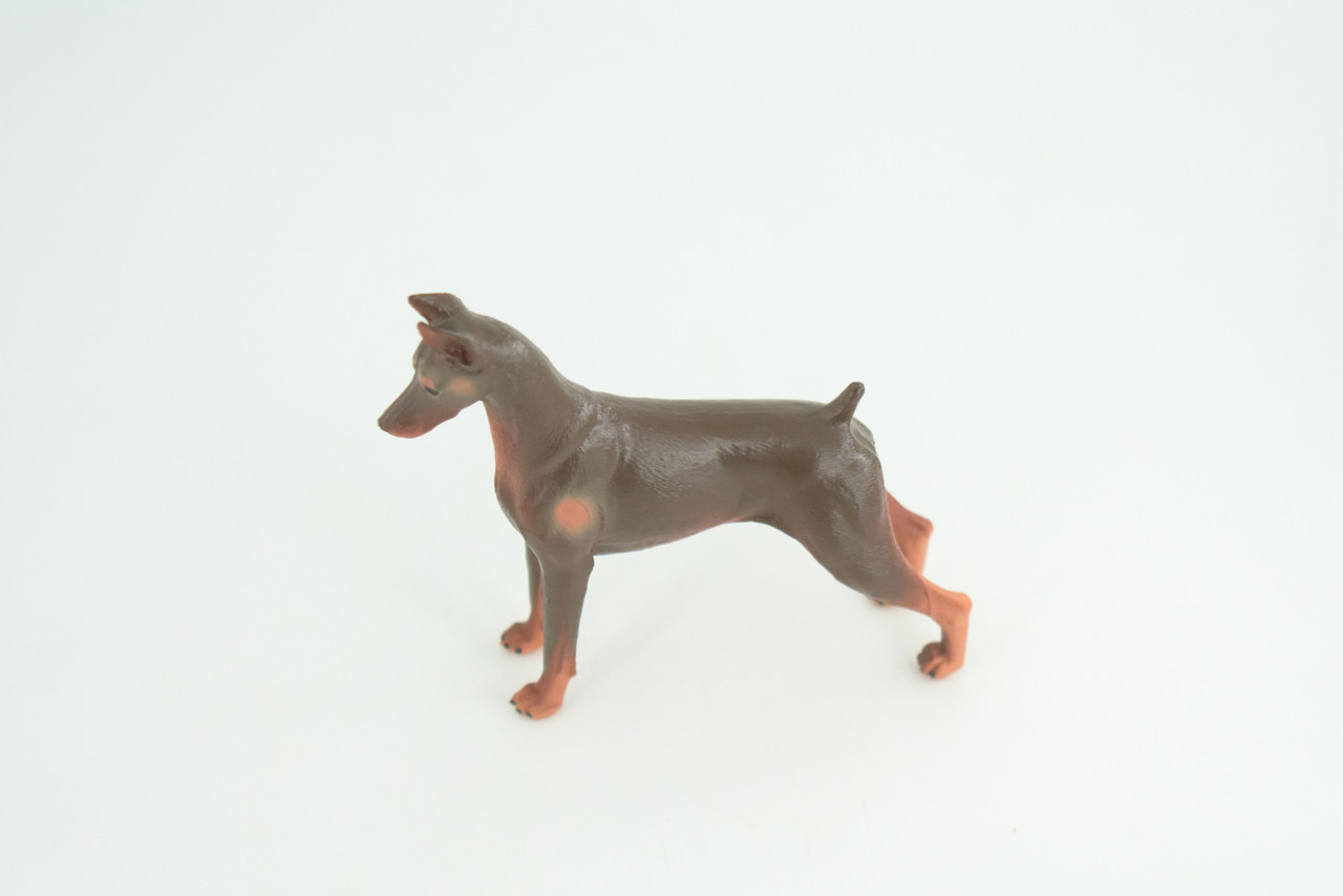 Dobermann Toy Dog, Realistic Hand Painted Rubber Model, 4 Inches CH980 BB213