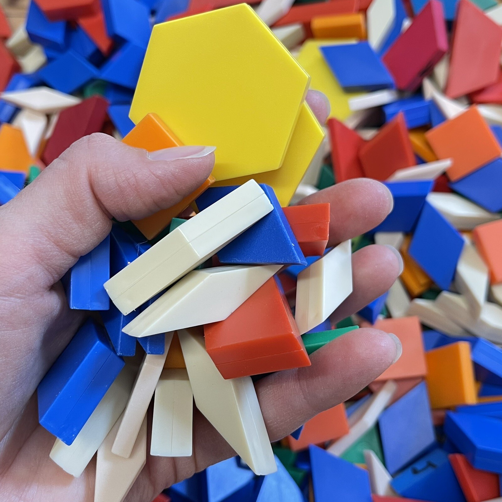 Vtg MATH MANIPULATIVES Plastic Tangram Pattern BLOCKS 4 Lbs MIXED LOT Class Home