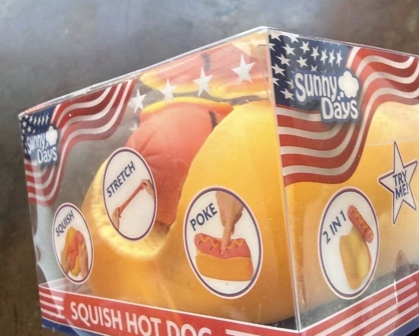 New Squishy Hot Dog Squeezy Fidget Toy Sunny Days 2 In 1 Hotdog Stress Cool