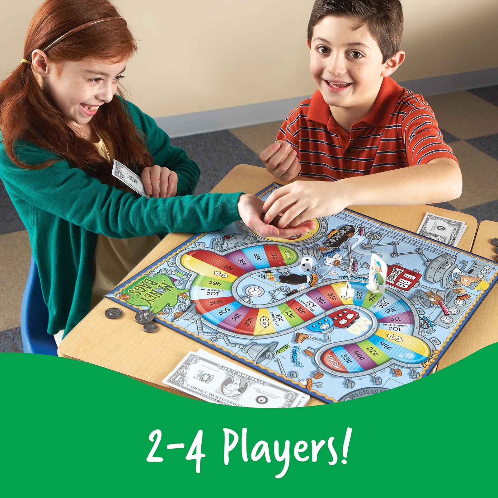 Coin Value Game Math Board Educational Fun for Kids – Wooden