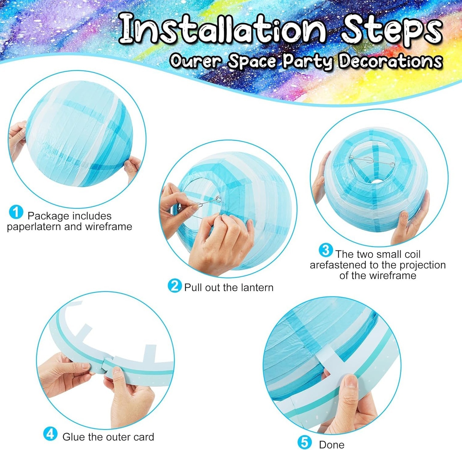 Space Planet Paper Lanterns 12 in Solar System Hanging Decor Out of This Worl…