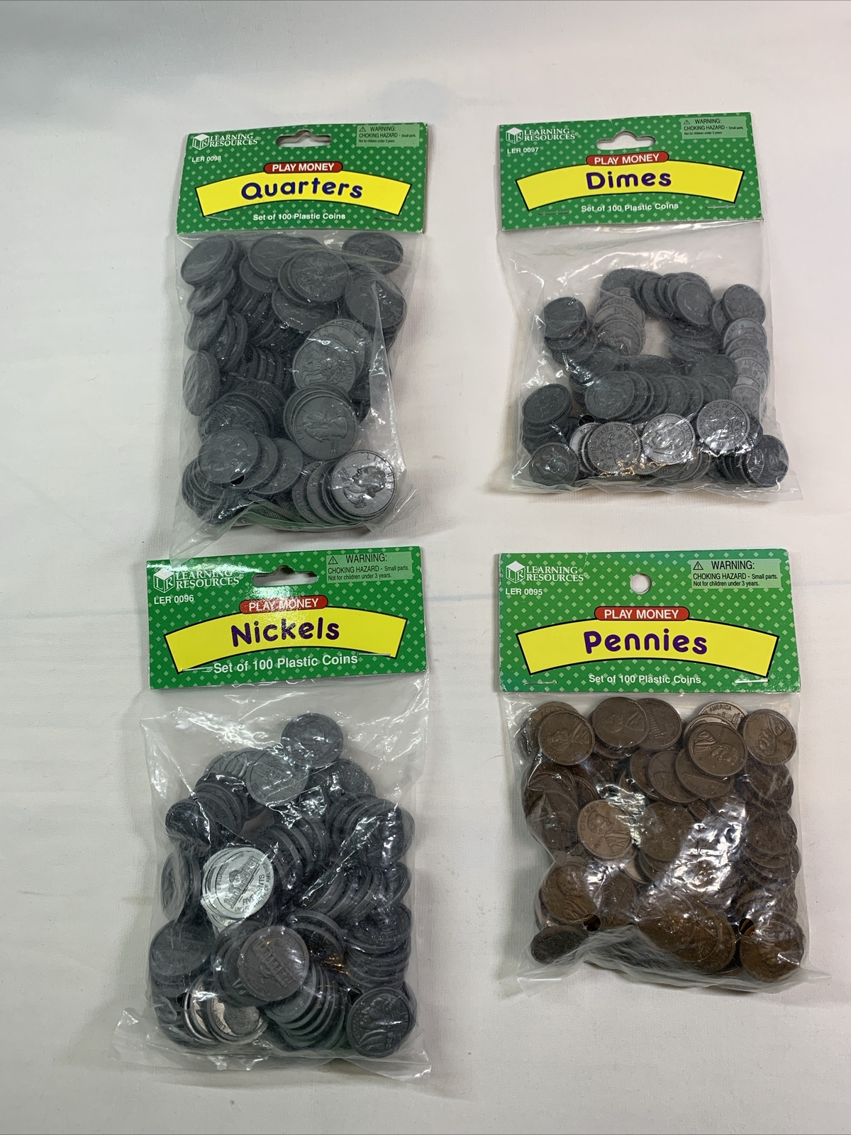 Learning Resources Play Money Coins: Quarters, Dimes, Nickels, Pennies Lot New