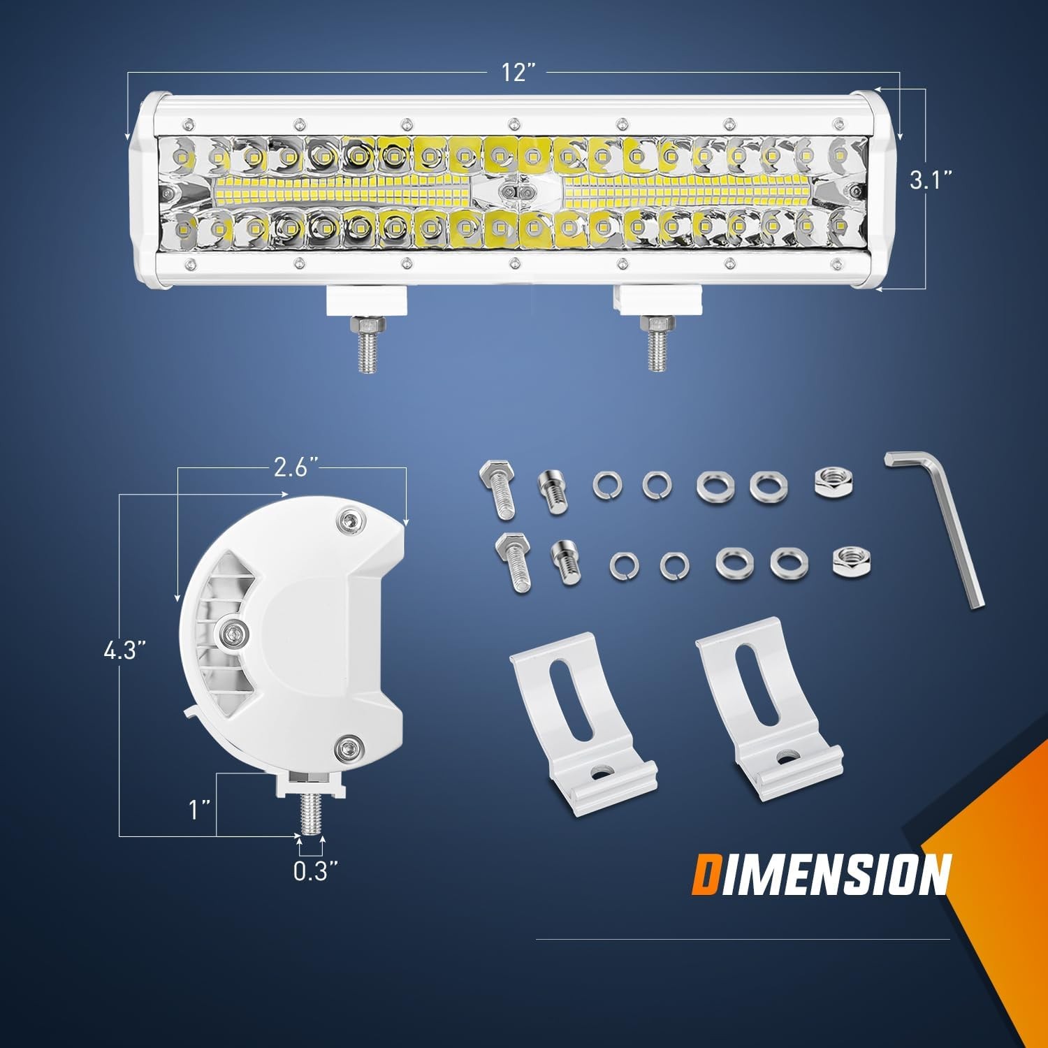 Nilight Marine LED Light Bar Navigation Lights 12 Inch White Spot Flood Combo Po
