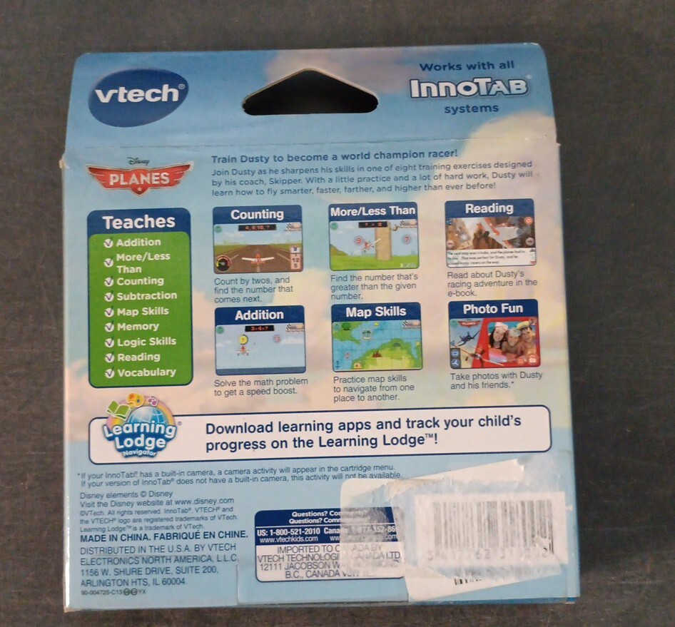 Vtech InnoTab Learning Cartridge 4-7 Years Disney Planes New Wear Box