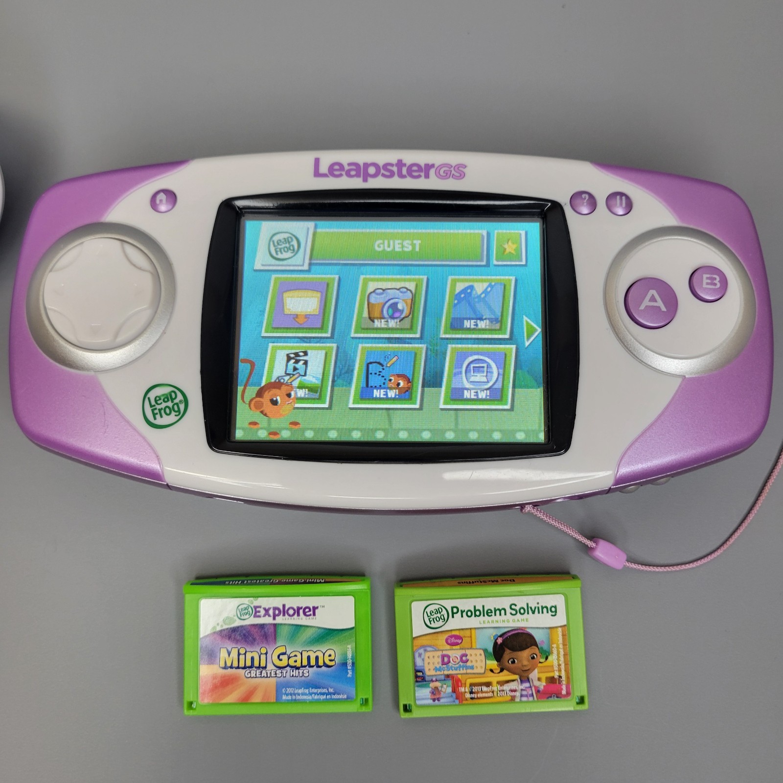 LeapFrog Leapster GS Explorer Handheld – Purple & White -VG Condition Tested