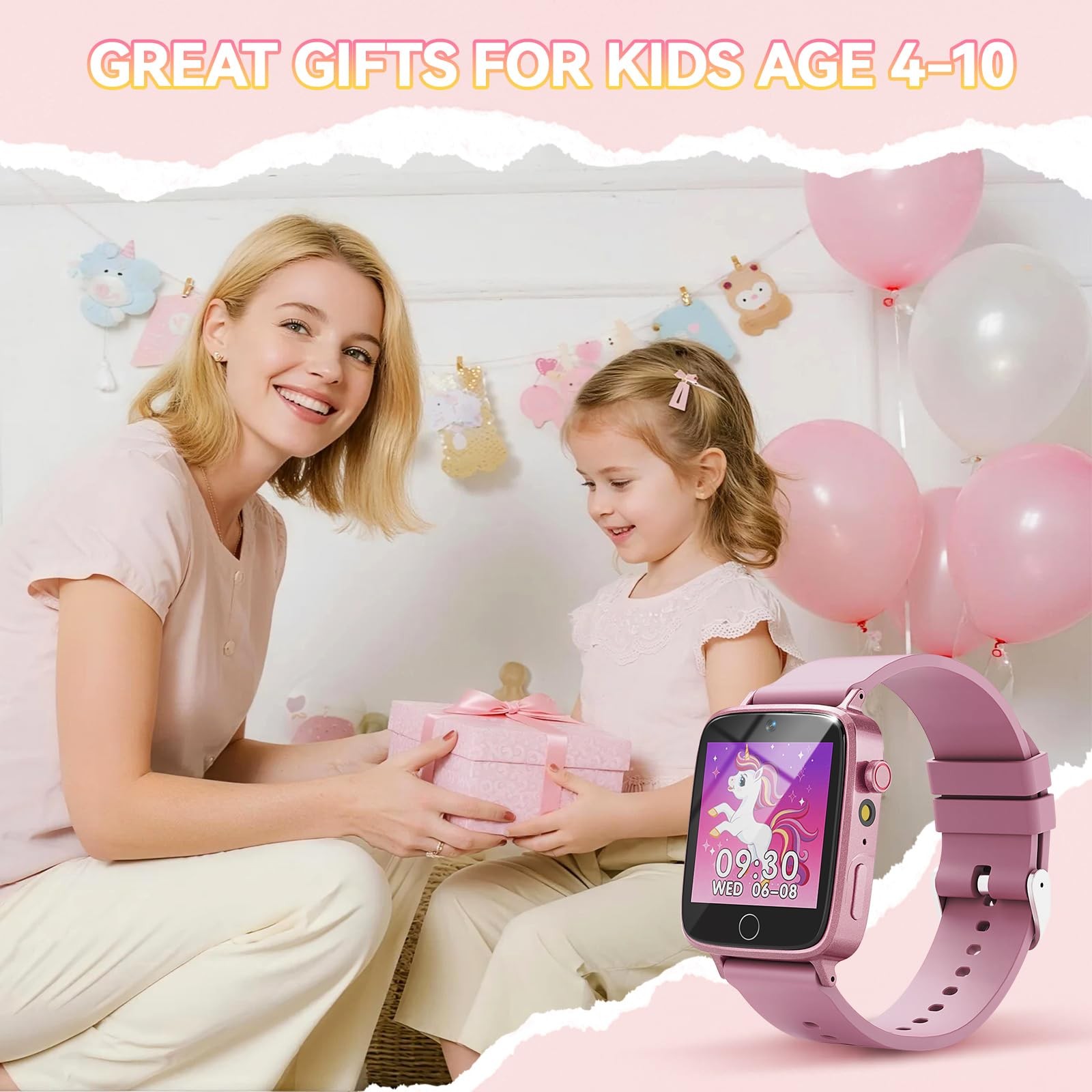 Kids Watch for Girls 4 5 6 7 8 9 10 Years Old Gifts, Smart Watch for Kids with 2
